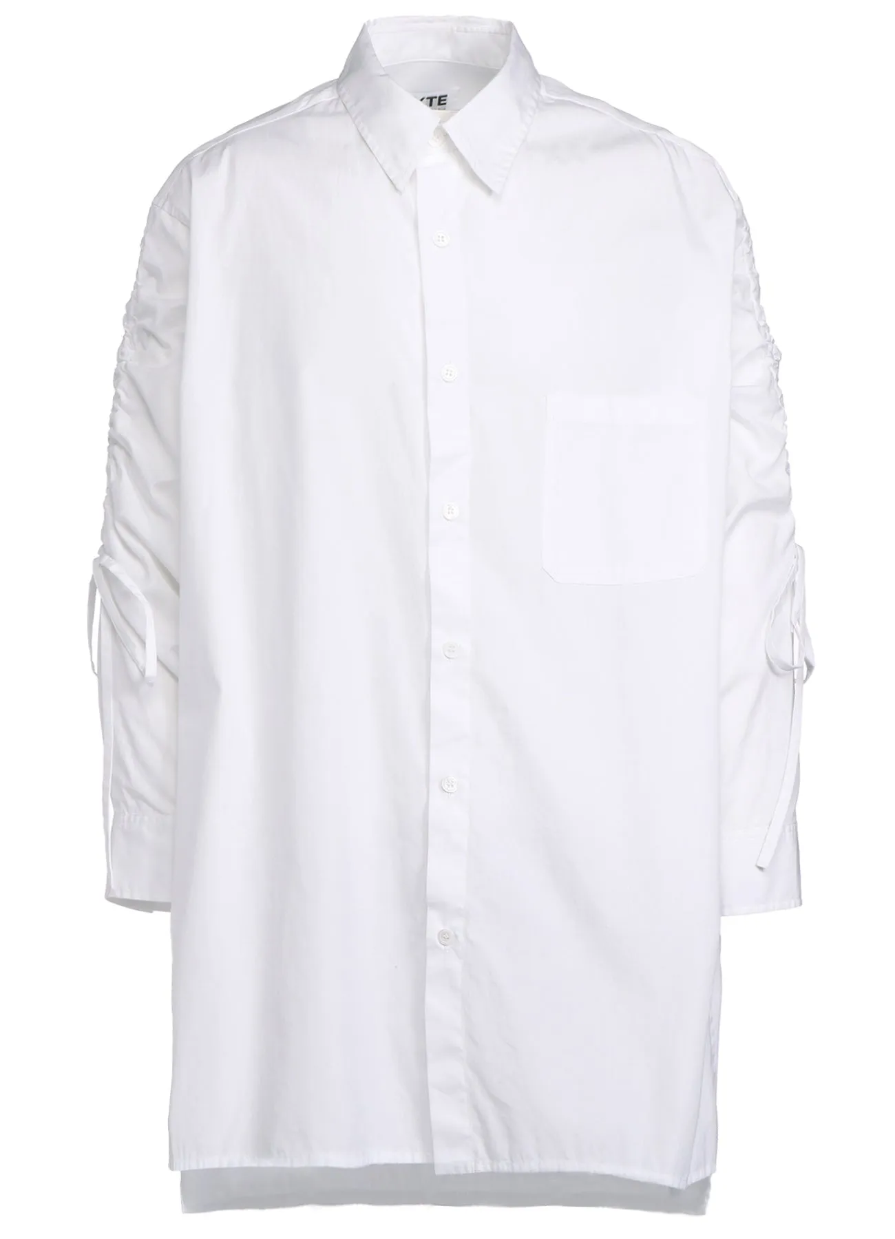COTTON BROAD CLOTH OVERSIZED SHIRT WITH GATHERED STRINGS