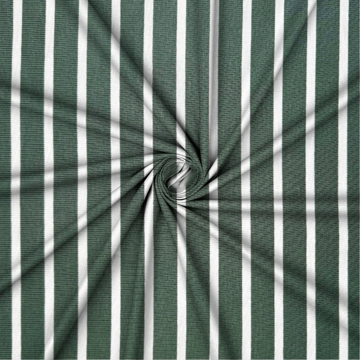 Cotton Knit Green/White Stripe Wide [2x1 Ribbed]