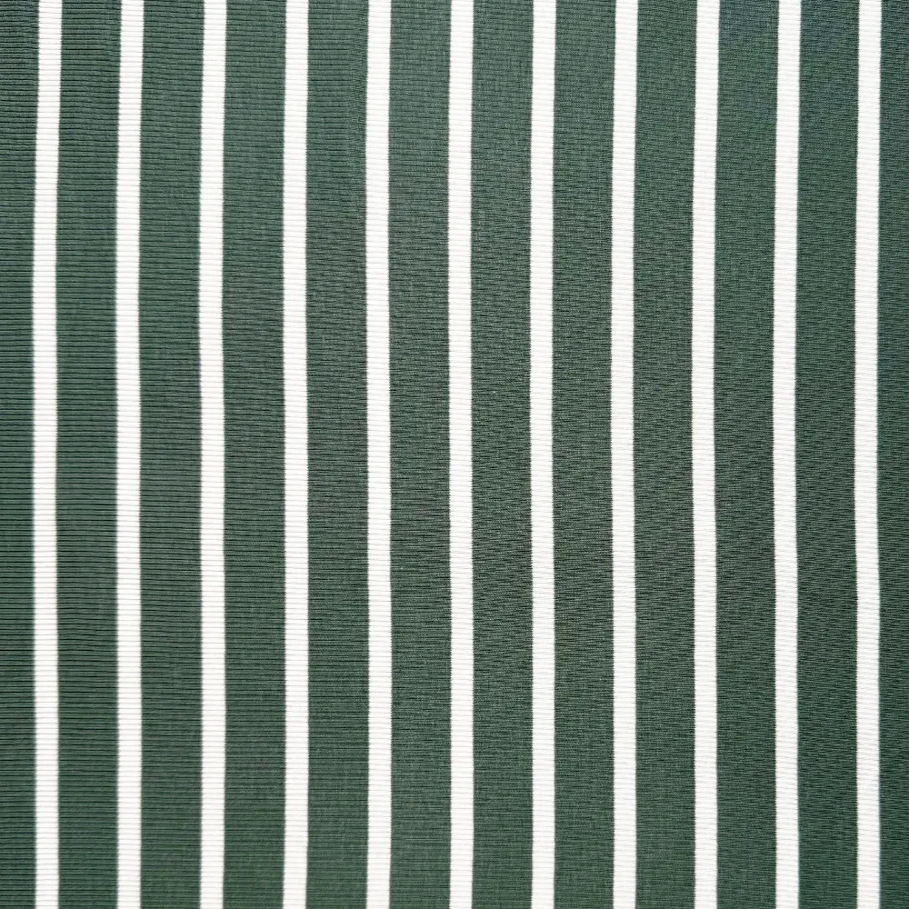 Cotton Knit Green/White Stripe Wide [2x1 Ribbed]