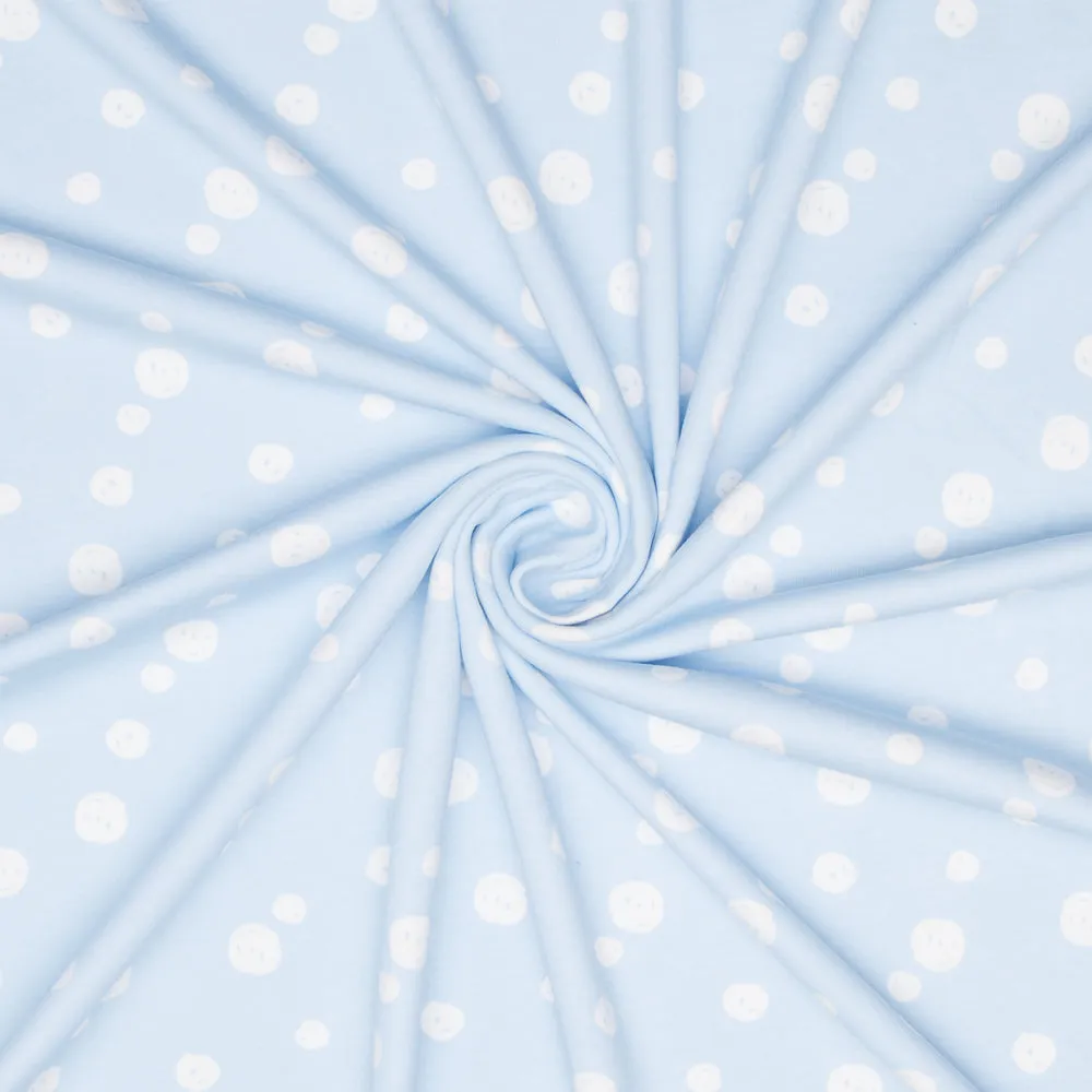 Cotton Knit Sky Blue Smiley Print