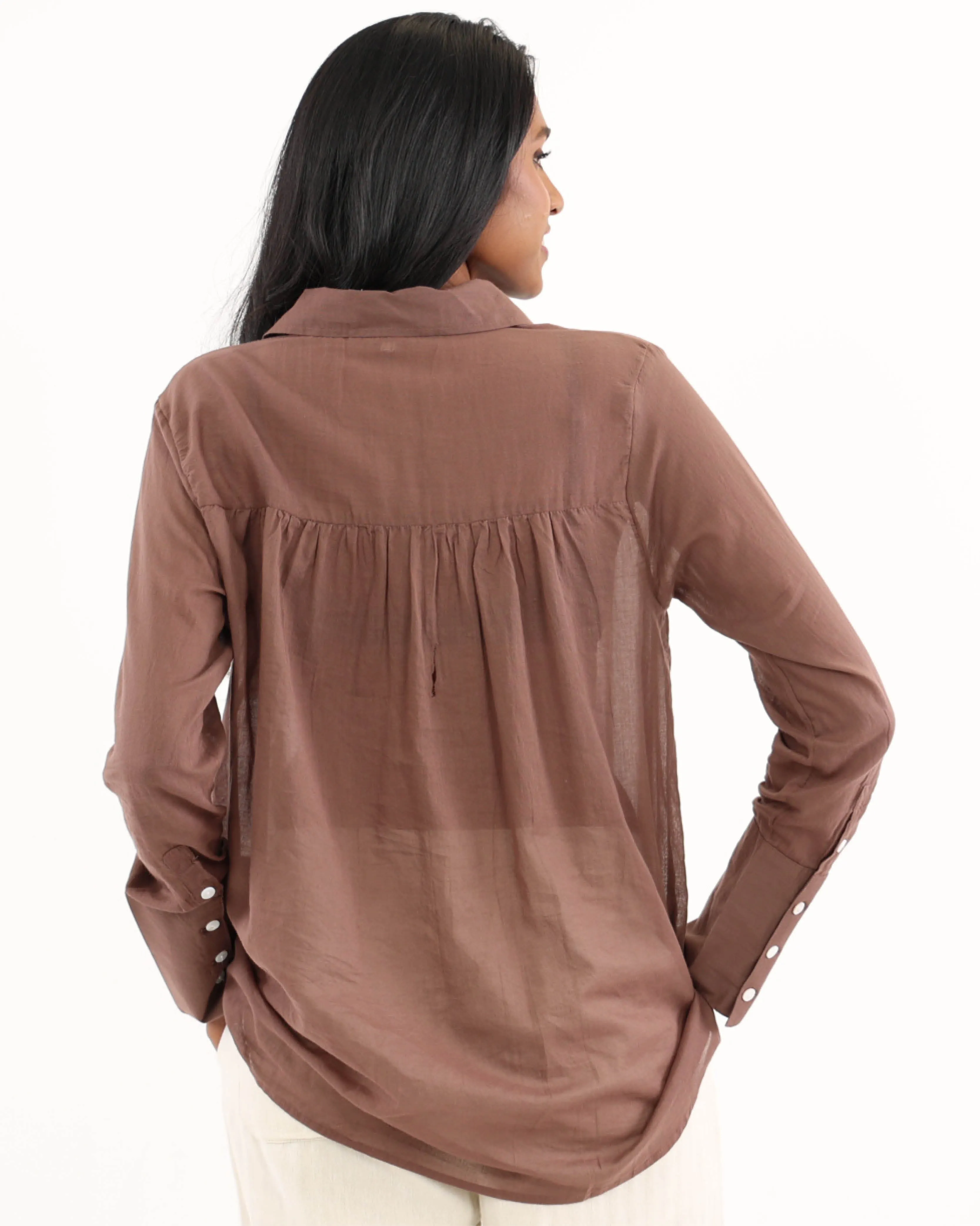 Cotton Voile Long Sleeve Blouse