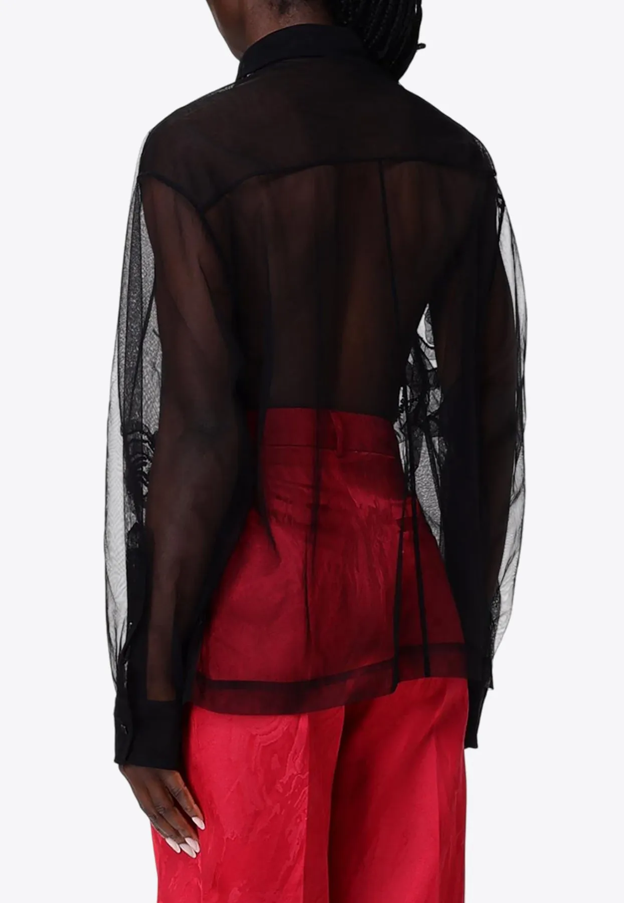 Couture Floral Embellished Tulle Shirt