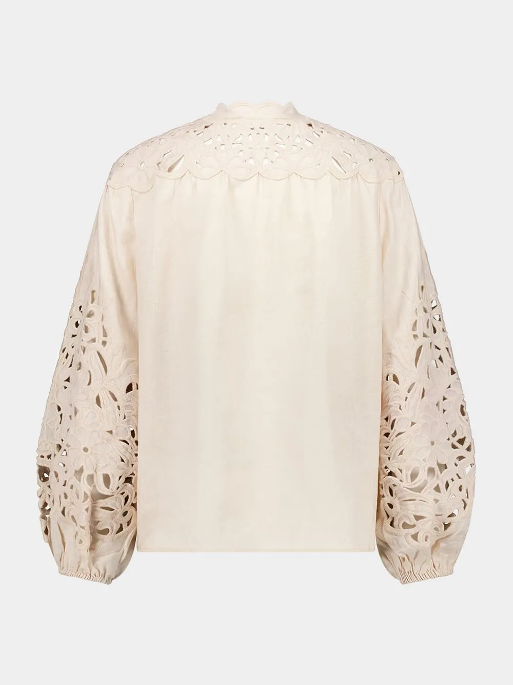 Cream Wylie Embroidered Linen Blouse