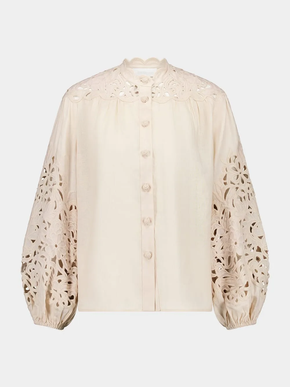 Cream Wylie Embroidered Linen Blouse