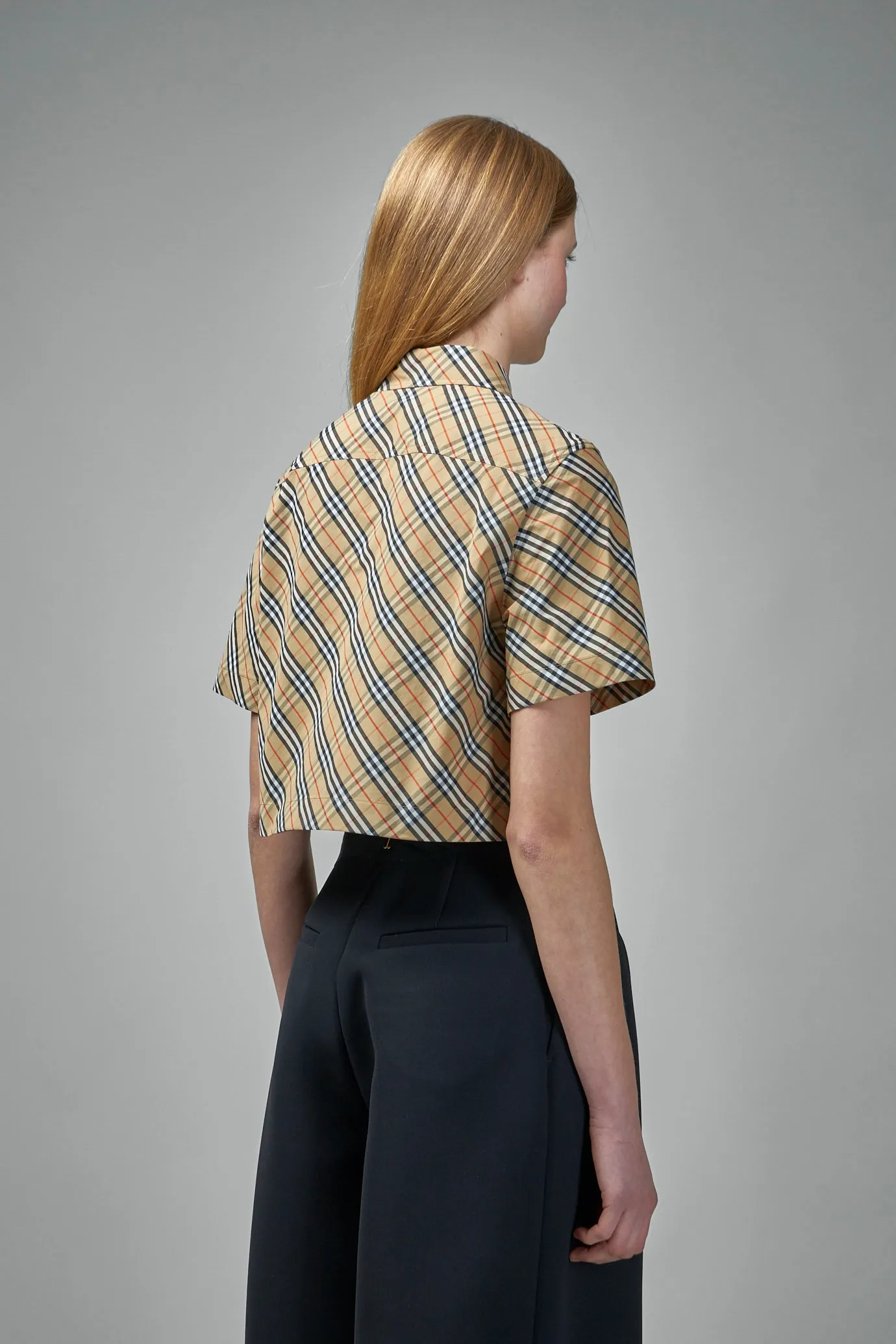 Cropped Check Cotton Shirt