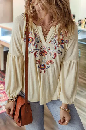 Cute Ethnic Paisley Embroidered Blouse