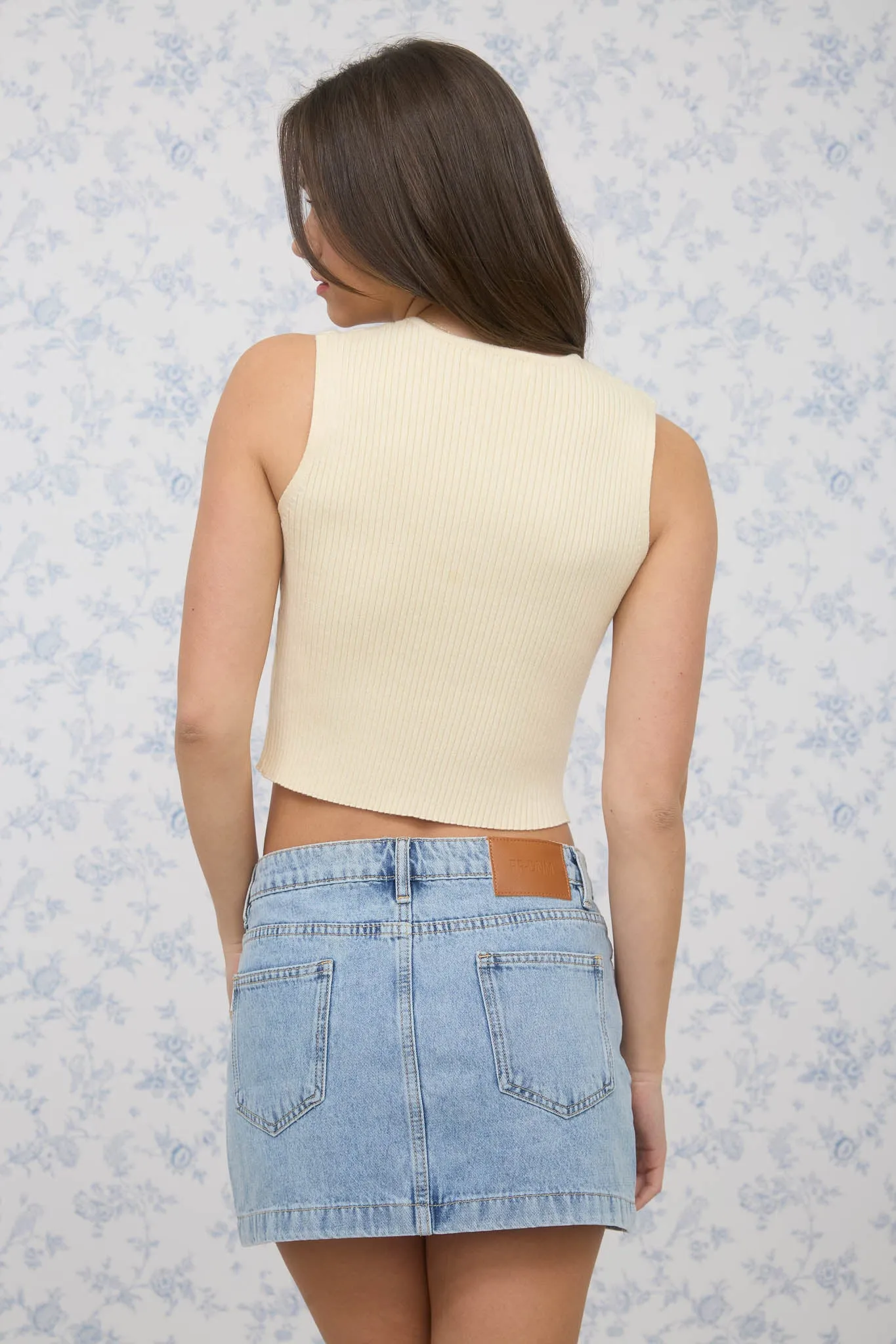 CUTOUT BOW DETAIL RIBBED SWEATER TOP