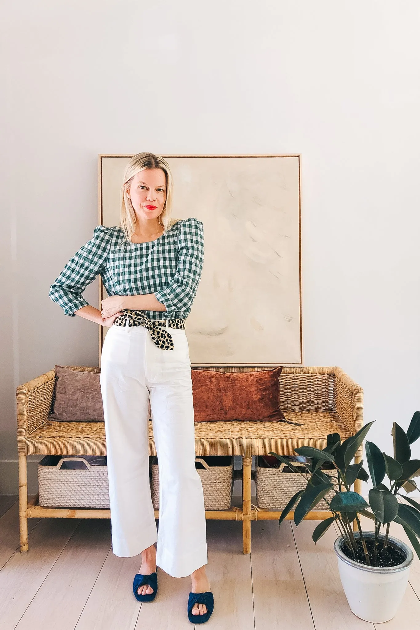Dark Green Gingham Bedford Blouse
