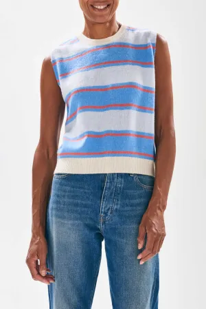 Deckchair Stripe Knit Vest - Pale Blue/Sky