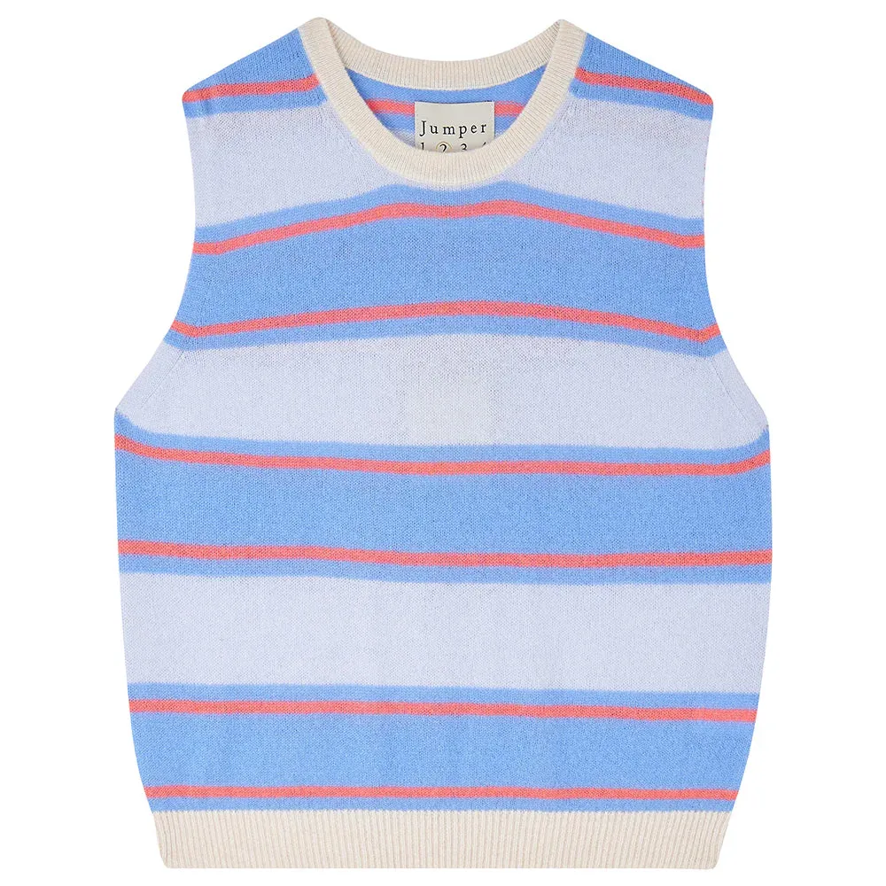 Deckchair Stripe Knit Vest - Pale Blue/Sky