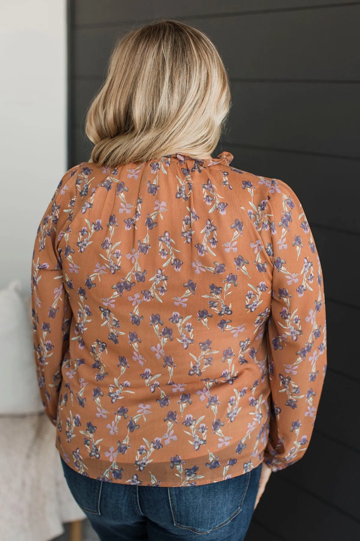 Definitely Dreamy Floral Blouse- Light Rust