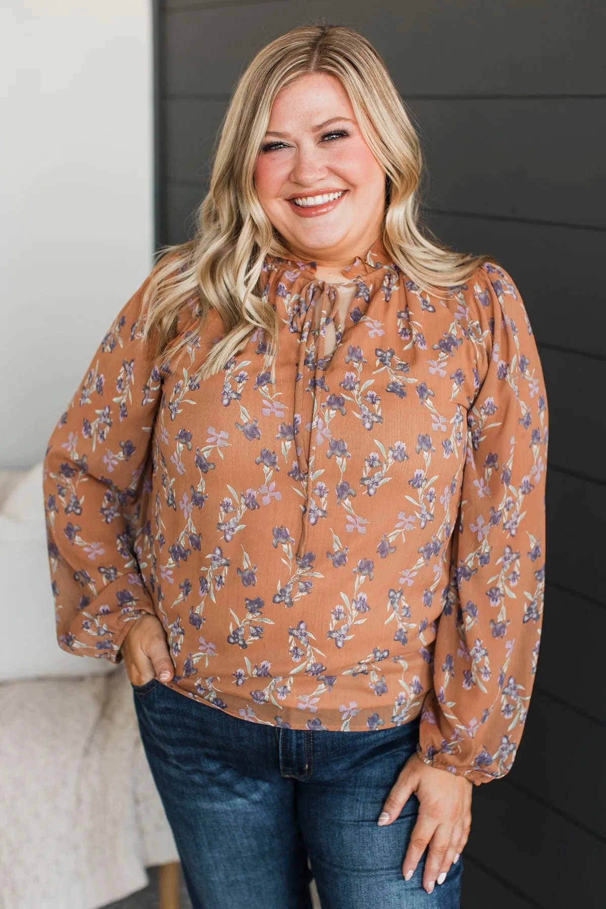 Definitely Dreamy Floral Blouse- Light Rust