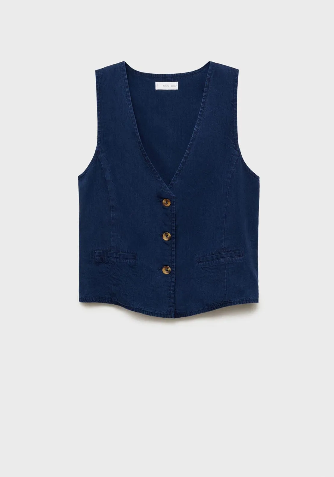 Denim-Effect Lyocell Waistcoat - Open Blue