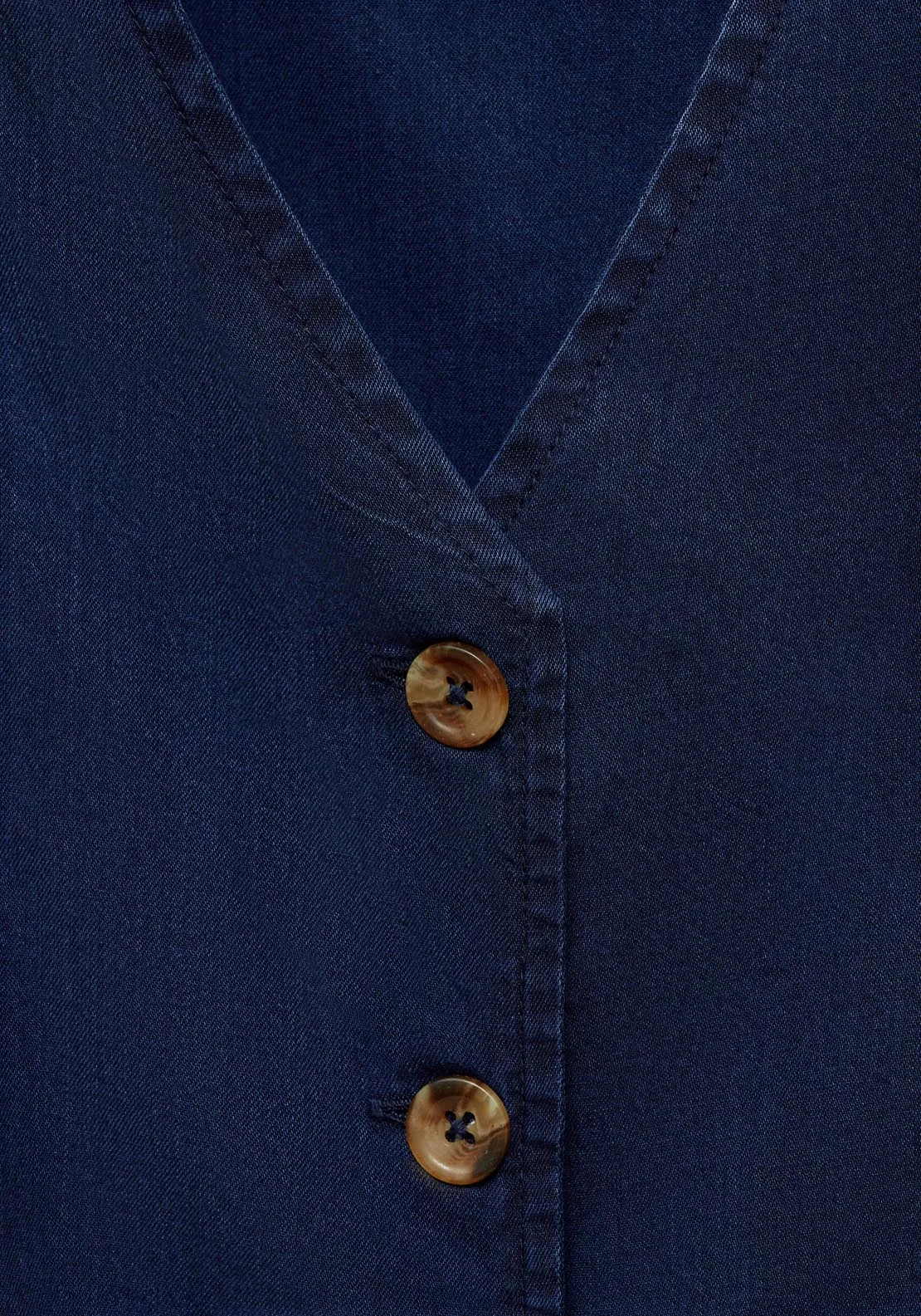 Denim-Effect Lyocell Waistcoat - Open Blue