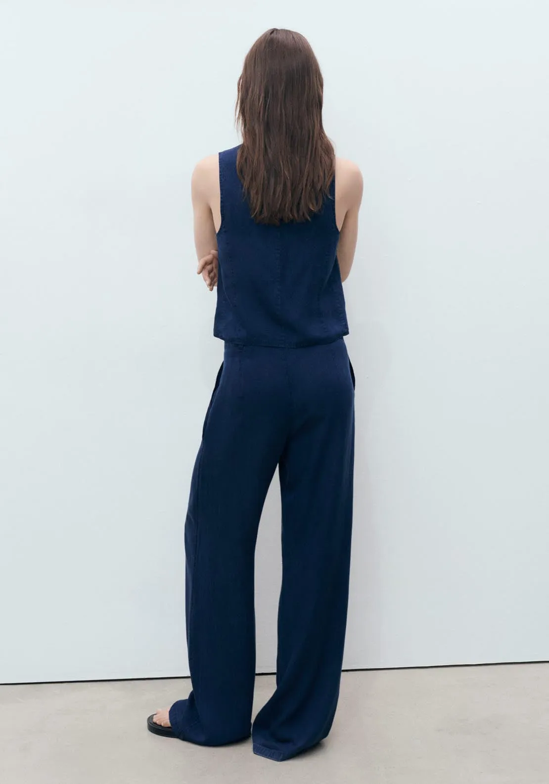 Denim-Effect Lyocell Waistcoat - Open Blue