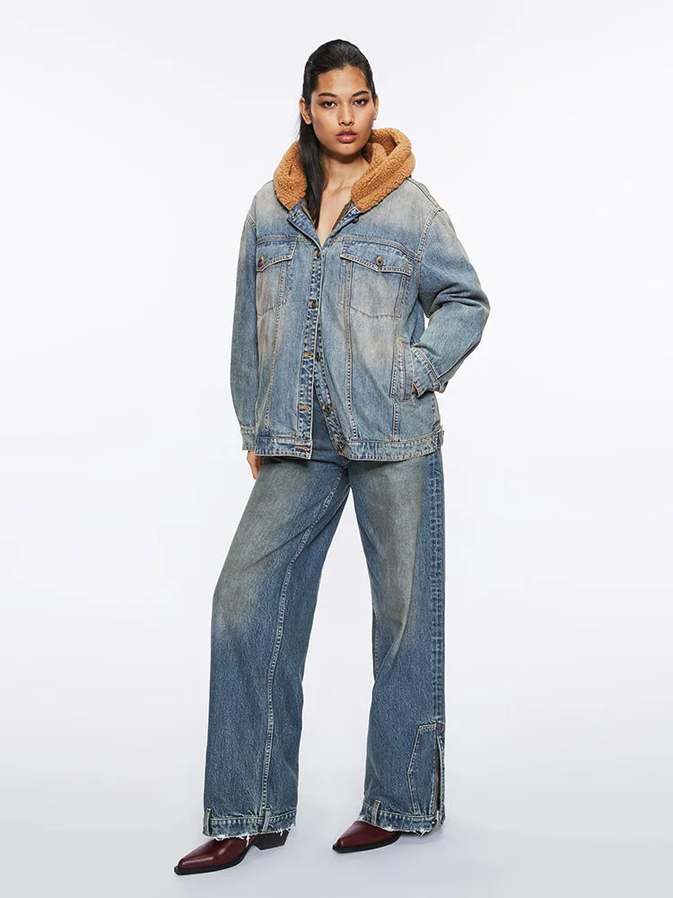 Detachable Denim Down Jacket