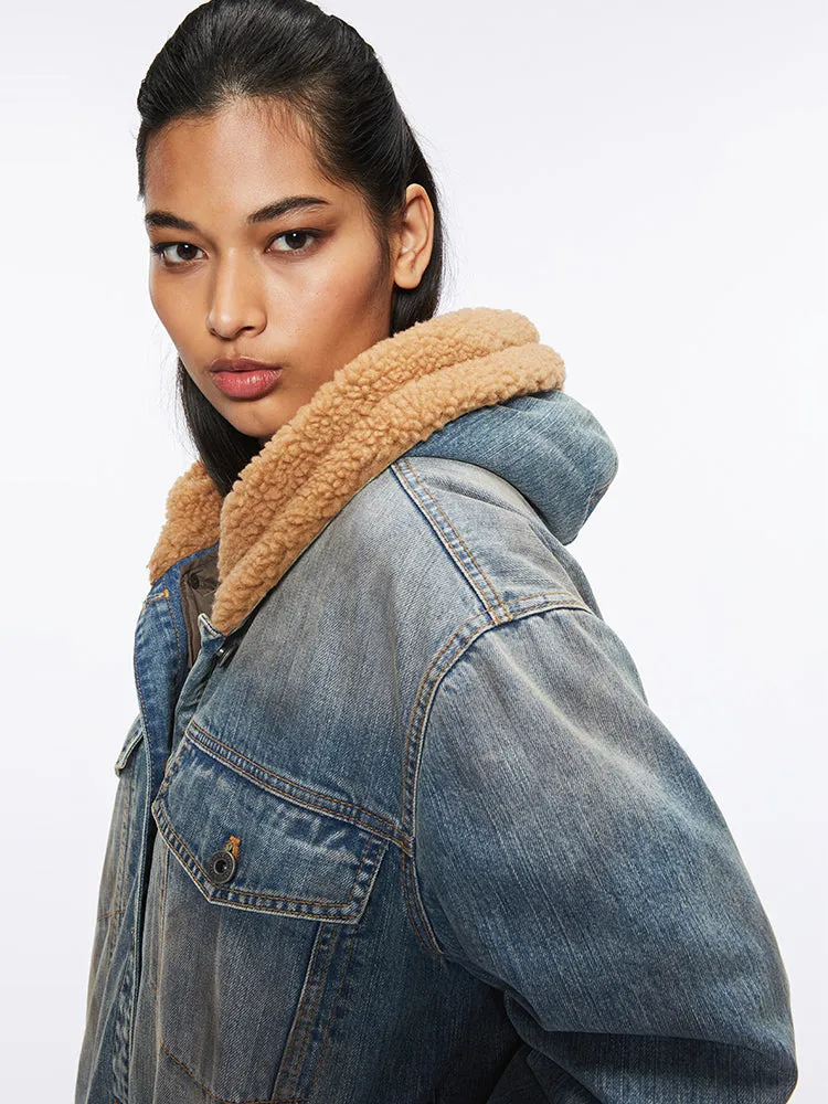 Detachable Denim Down Jacket
