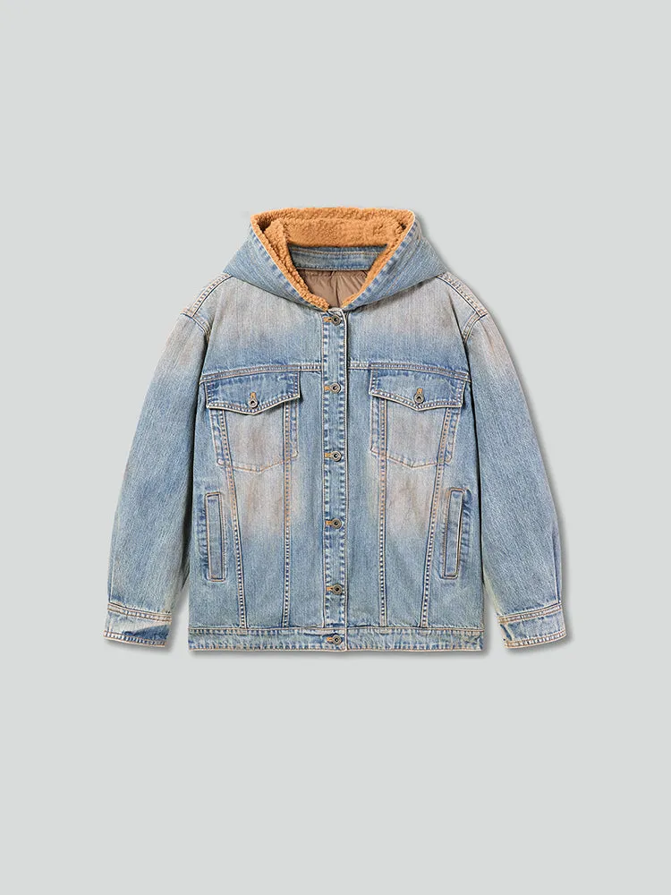 Detachable Denim Down Jacket