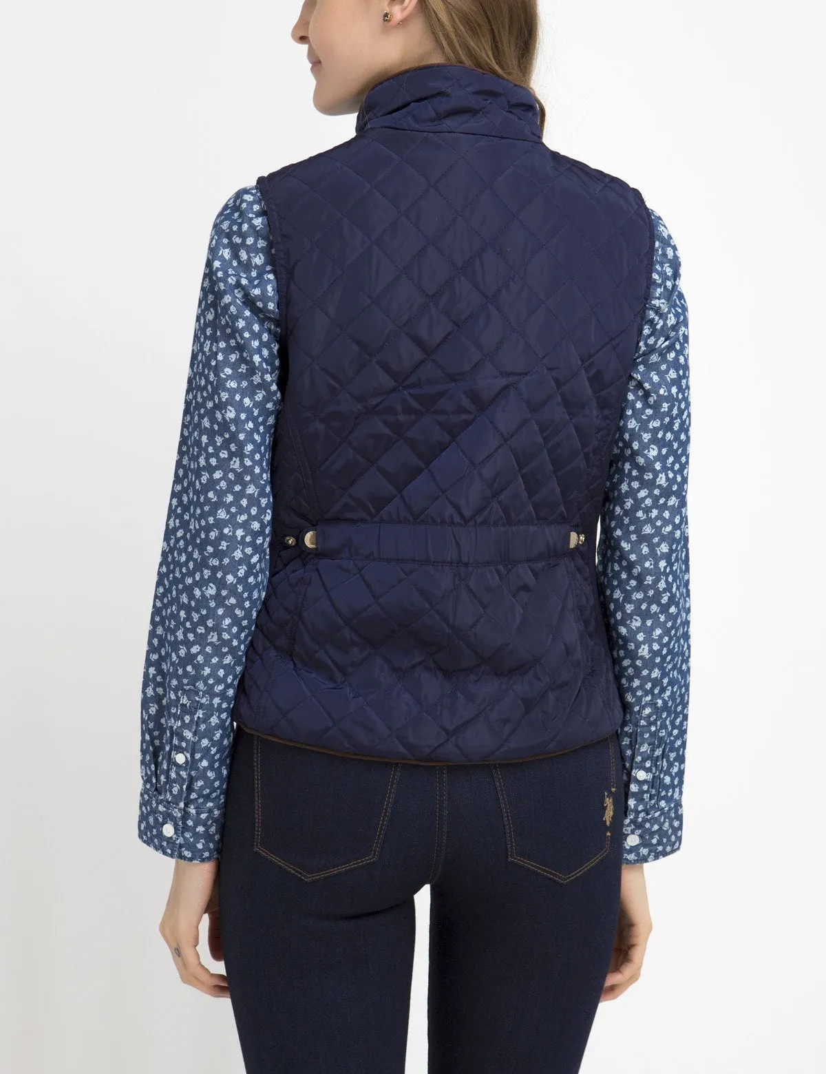 DIAMOND QUILT SIDE KNIT VEST