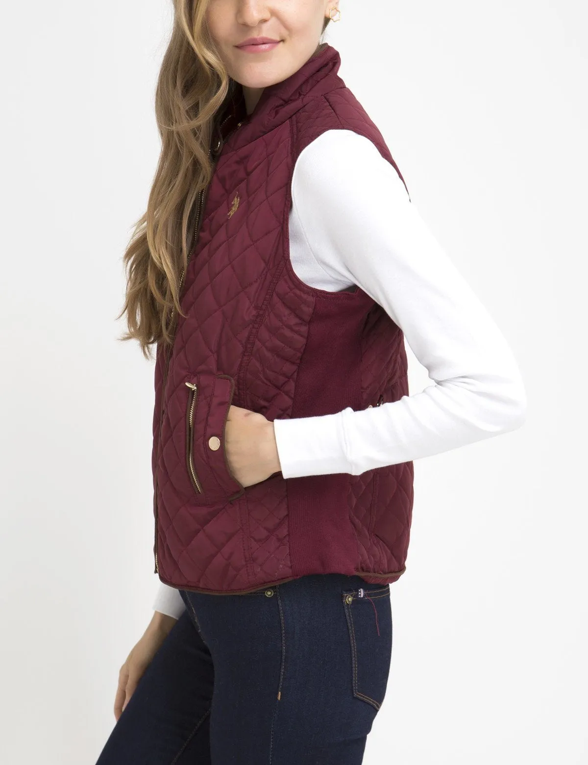 DIAMOND QUILT SIDE KNIT VEST