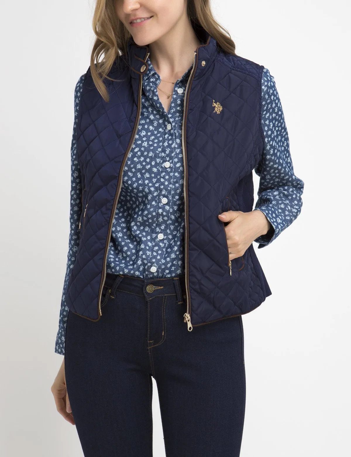 DIAMOND QUILT SIDE KNIT VEST