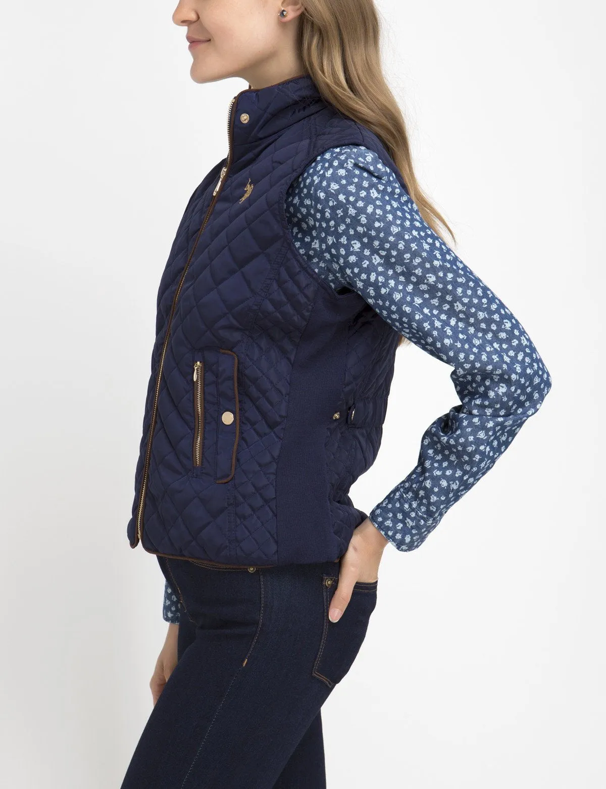 DIAMOND QUILT SIDE KNIT VEST