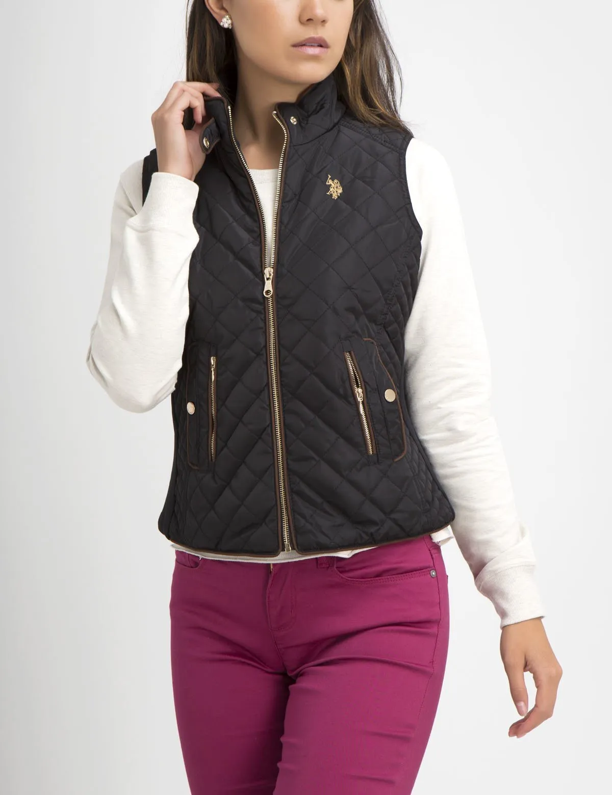 DIAMOND QUILT SIDE KNIT VEST