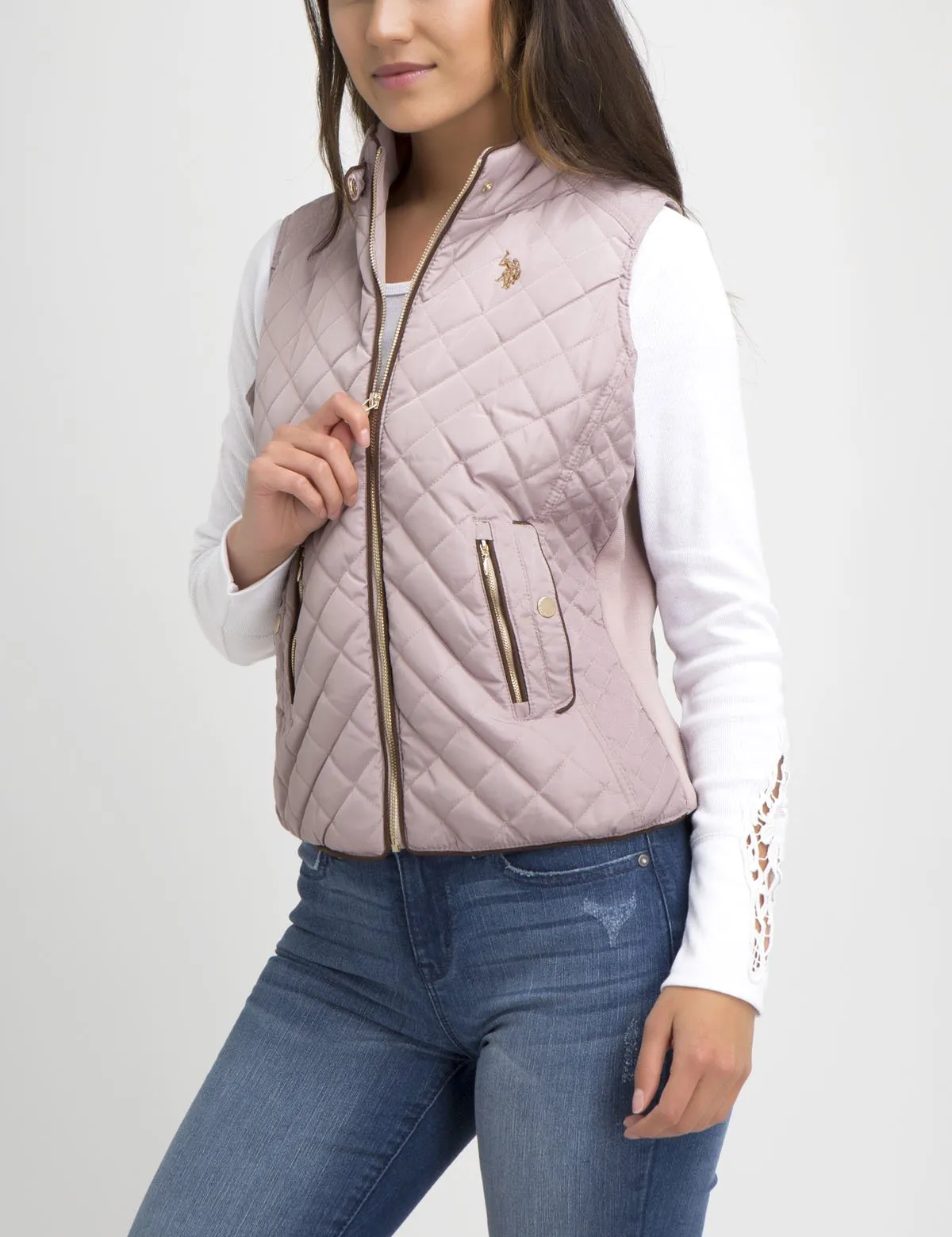 DIAMOND QUILT SIDE KNIT VEST
