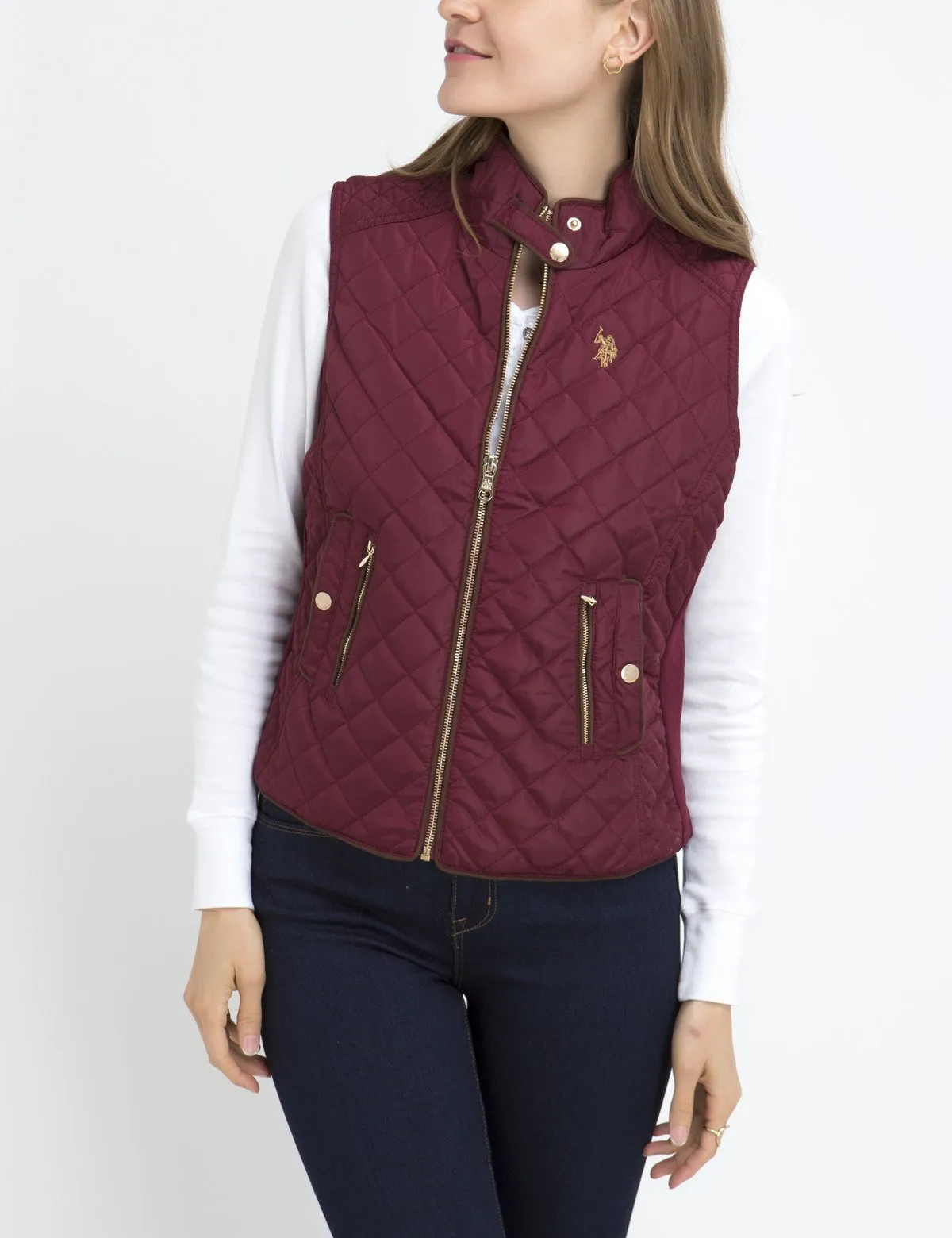 DIAMOND QUILT SIDE KNIT VEST