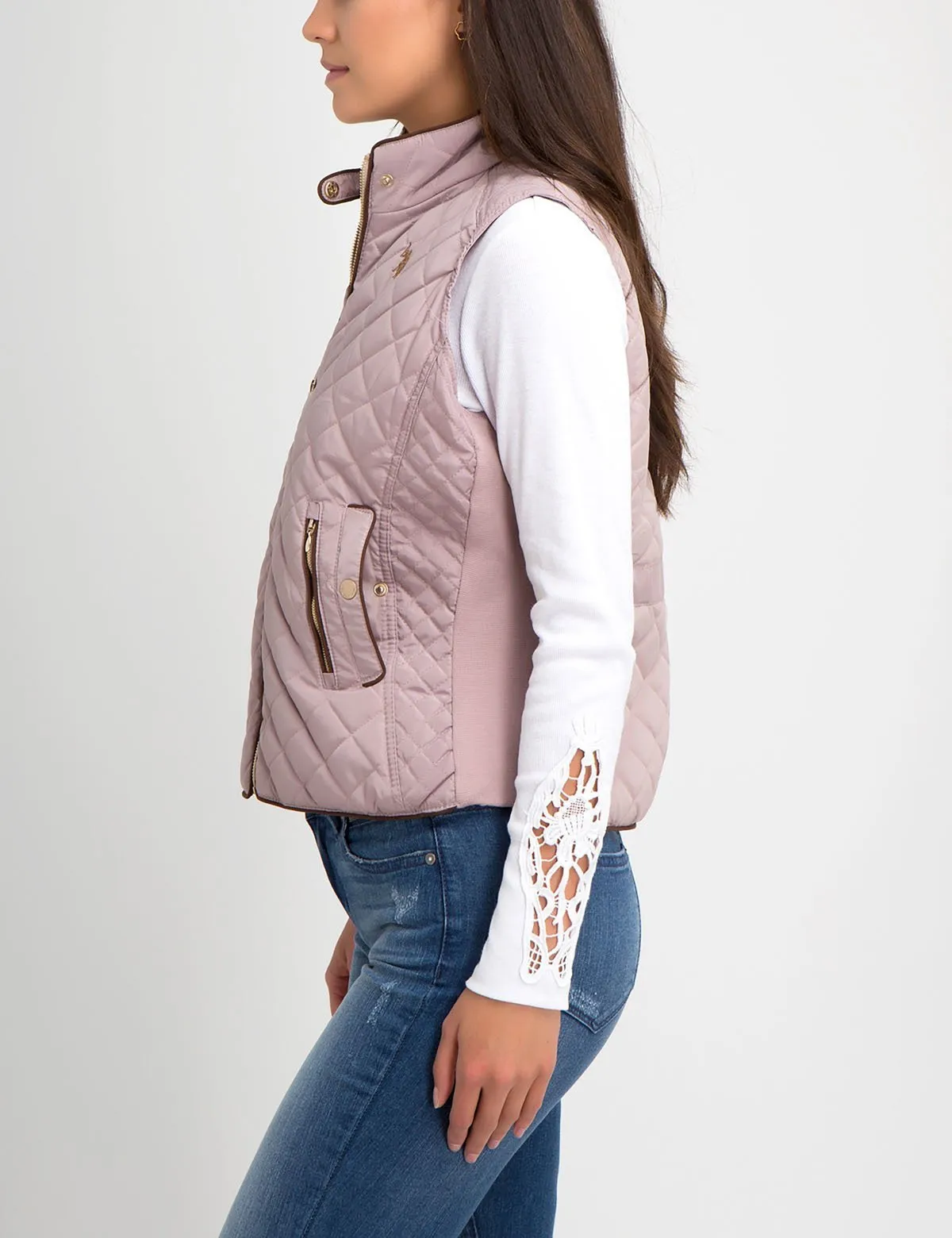 DIAMOND QUILT SIDE KNIT VEST