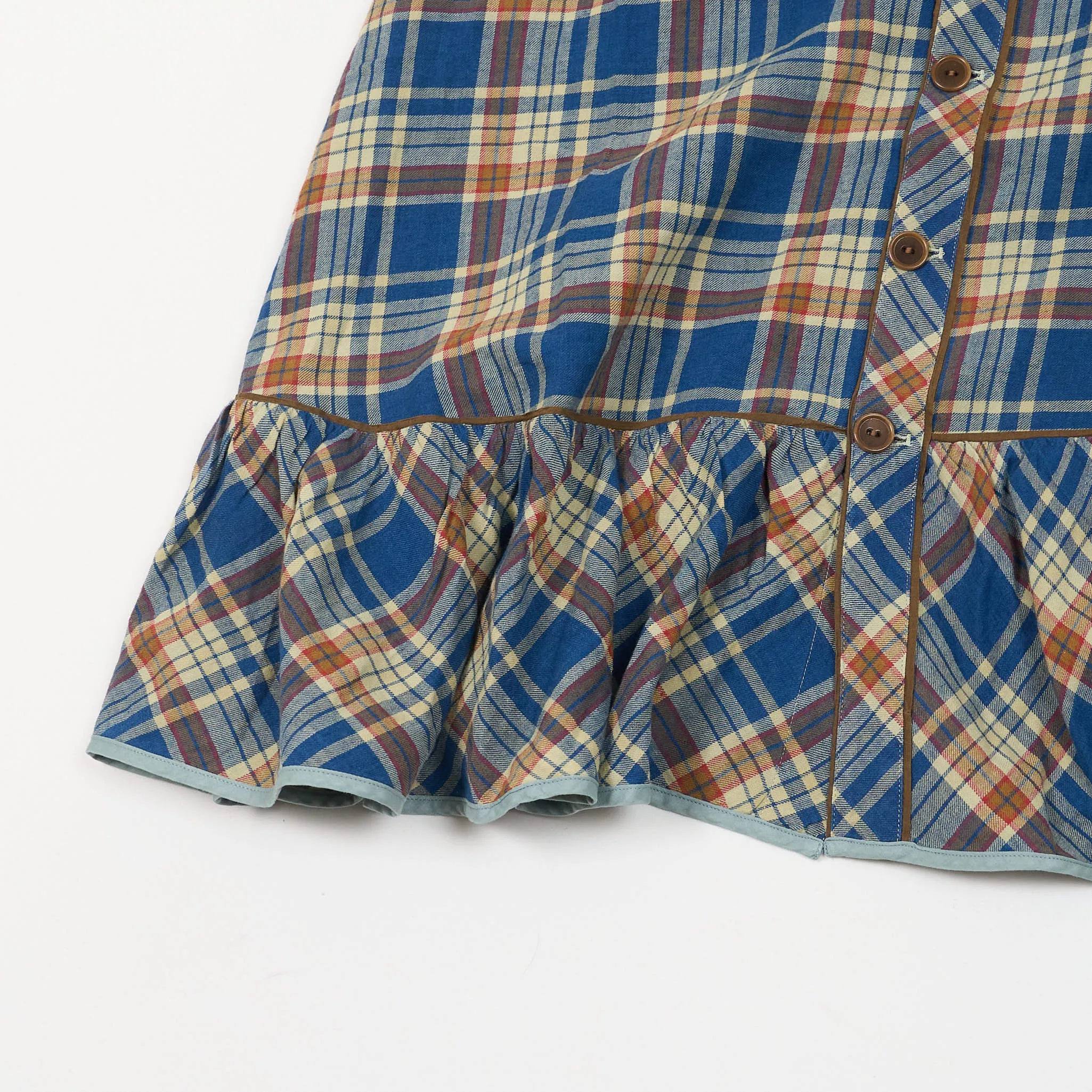Double RL Plaid Indigo Cotton-Linen Skirt