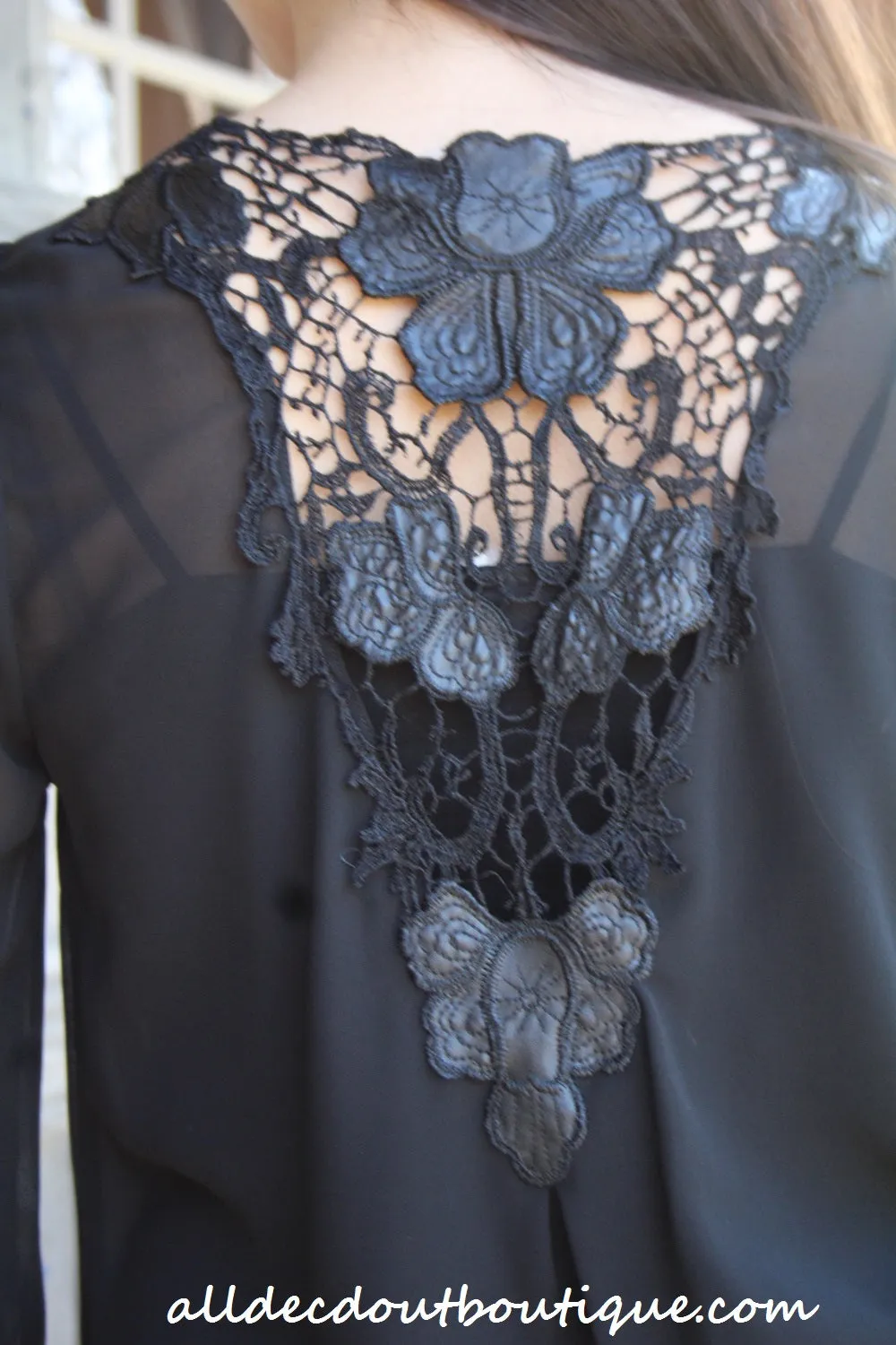 Double Zero | Lace Back Sheer Top