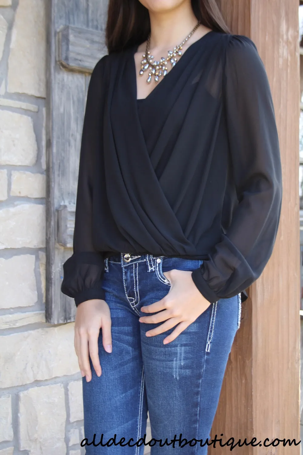 Double Zero | Lace Back Sheer Top