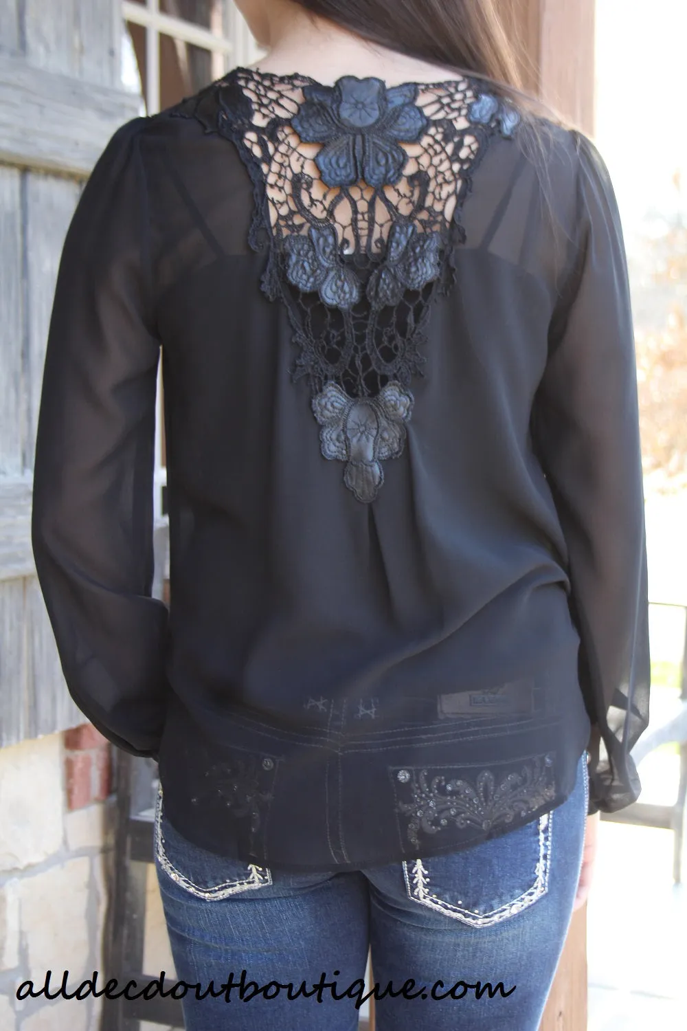 Double Zero | Lace Back Sheer Top