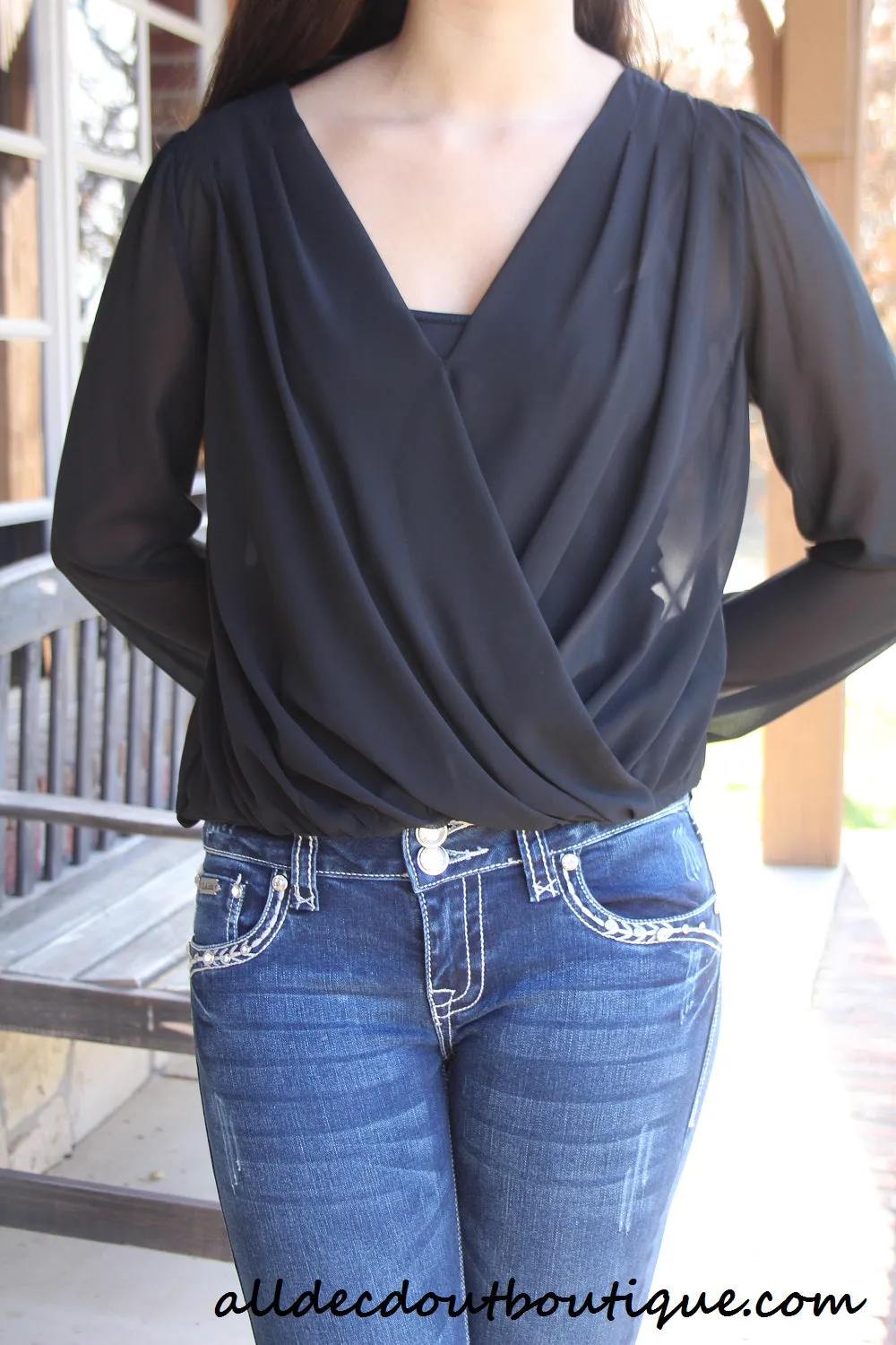 Double Zero | Lace Back Sheer Top