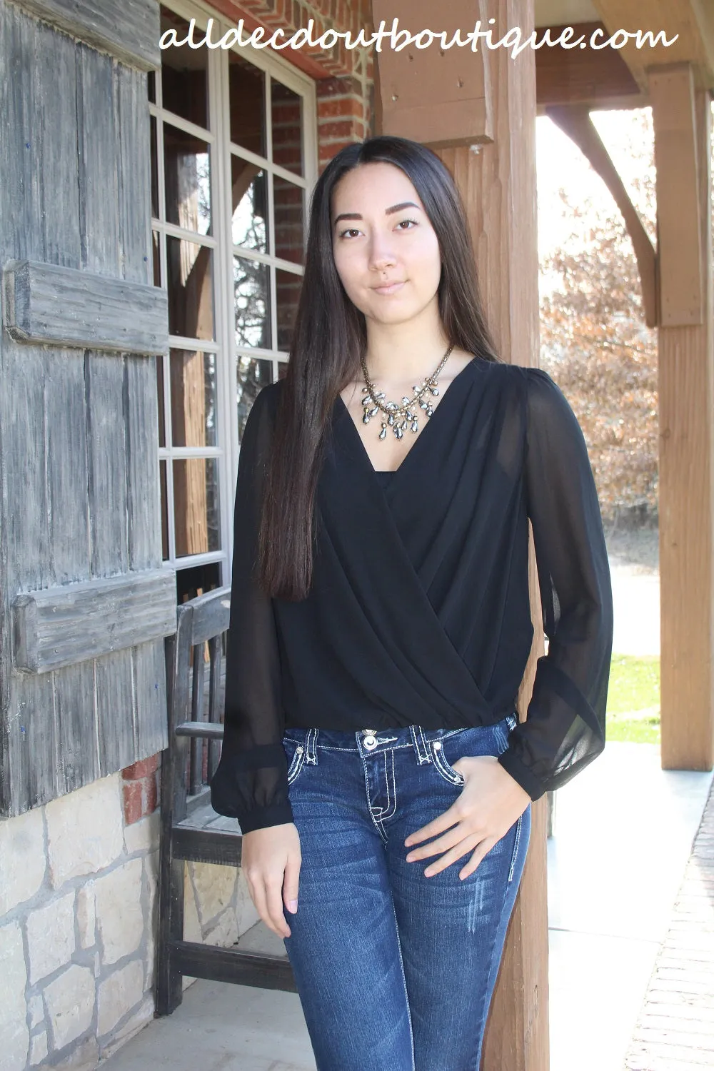 Double Zero | Lace Back Sheer Top