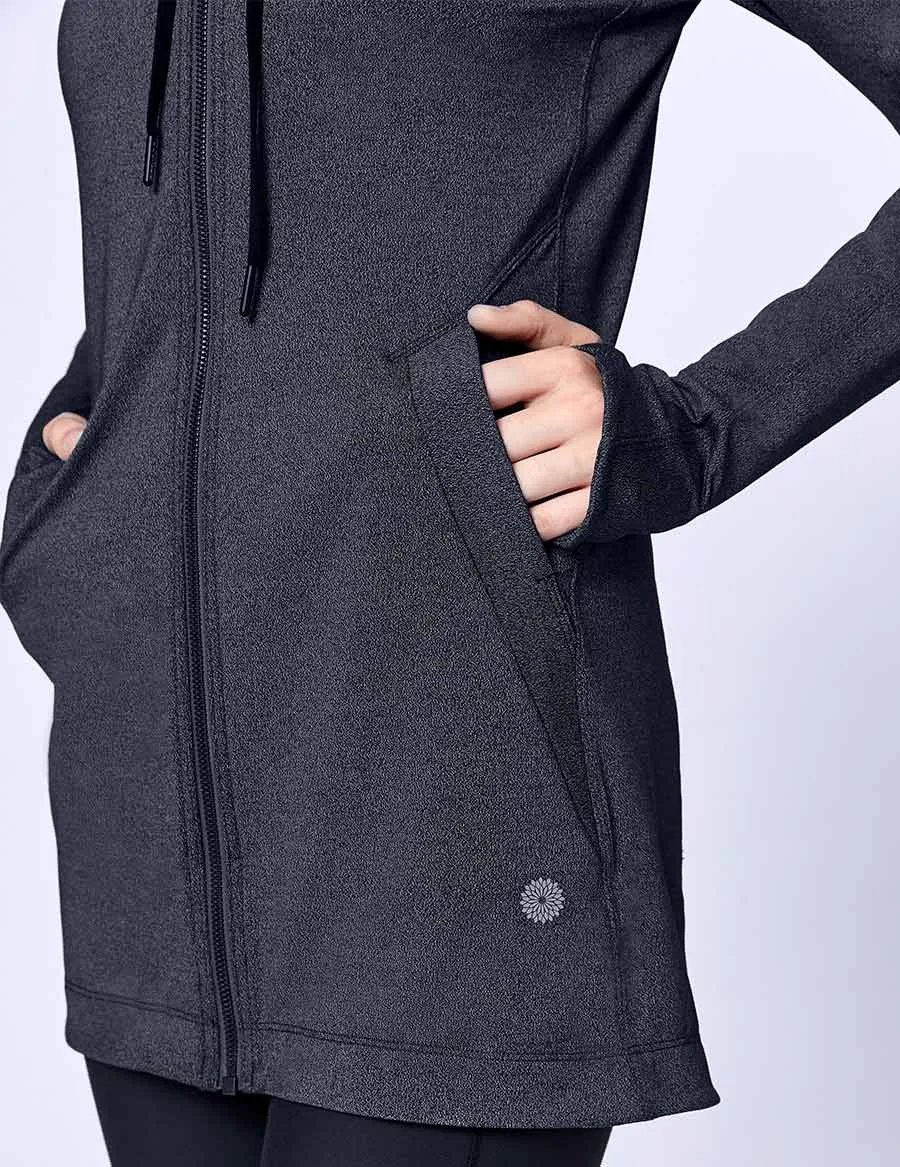 easyoga LA-VEDA Belief in HER Hooded  Jacket - M23 M-Dark Gray