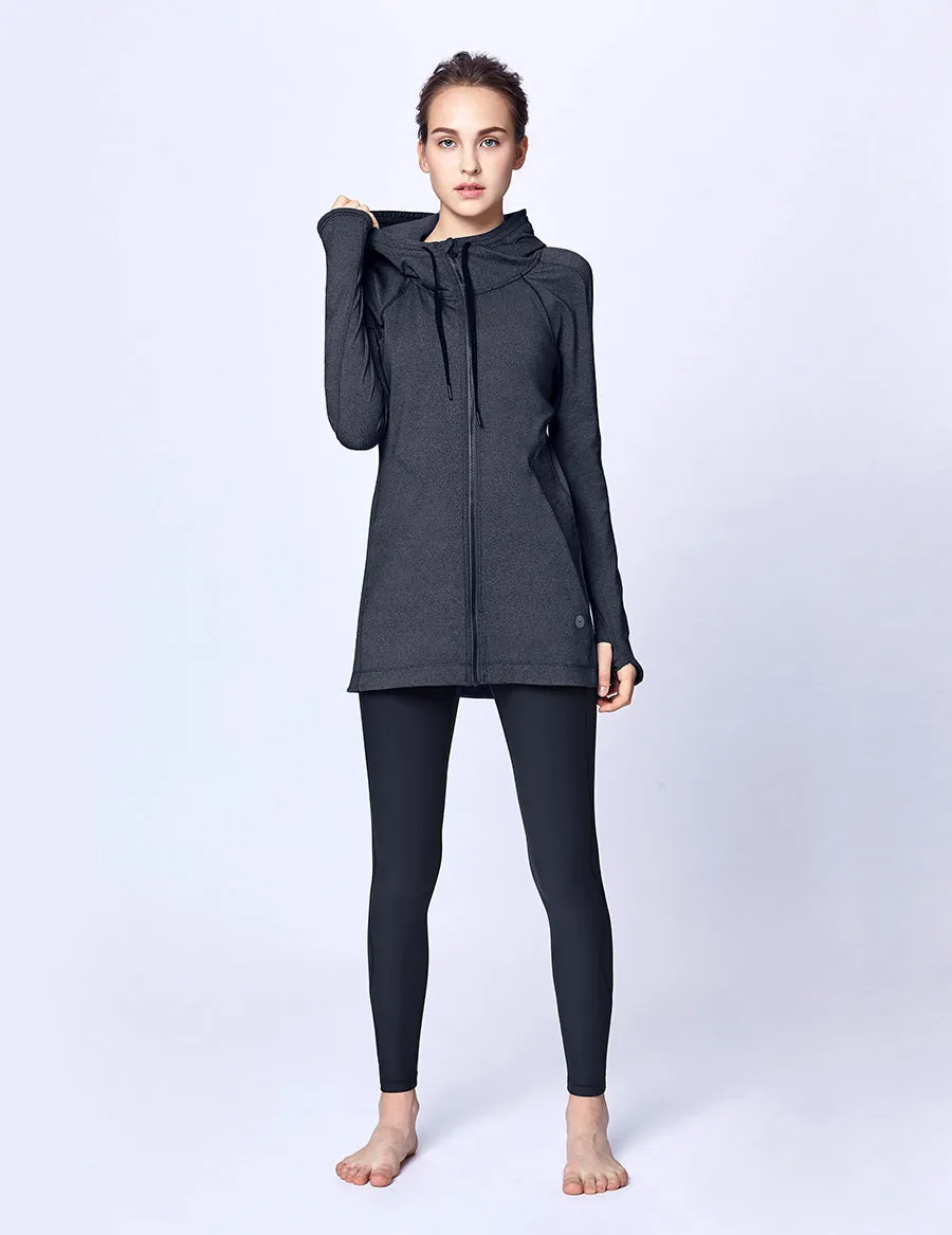 easyoga LA-VEDA Belief in HER Hooded  Jacket - M23 M-Dark Gray