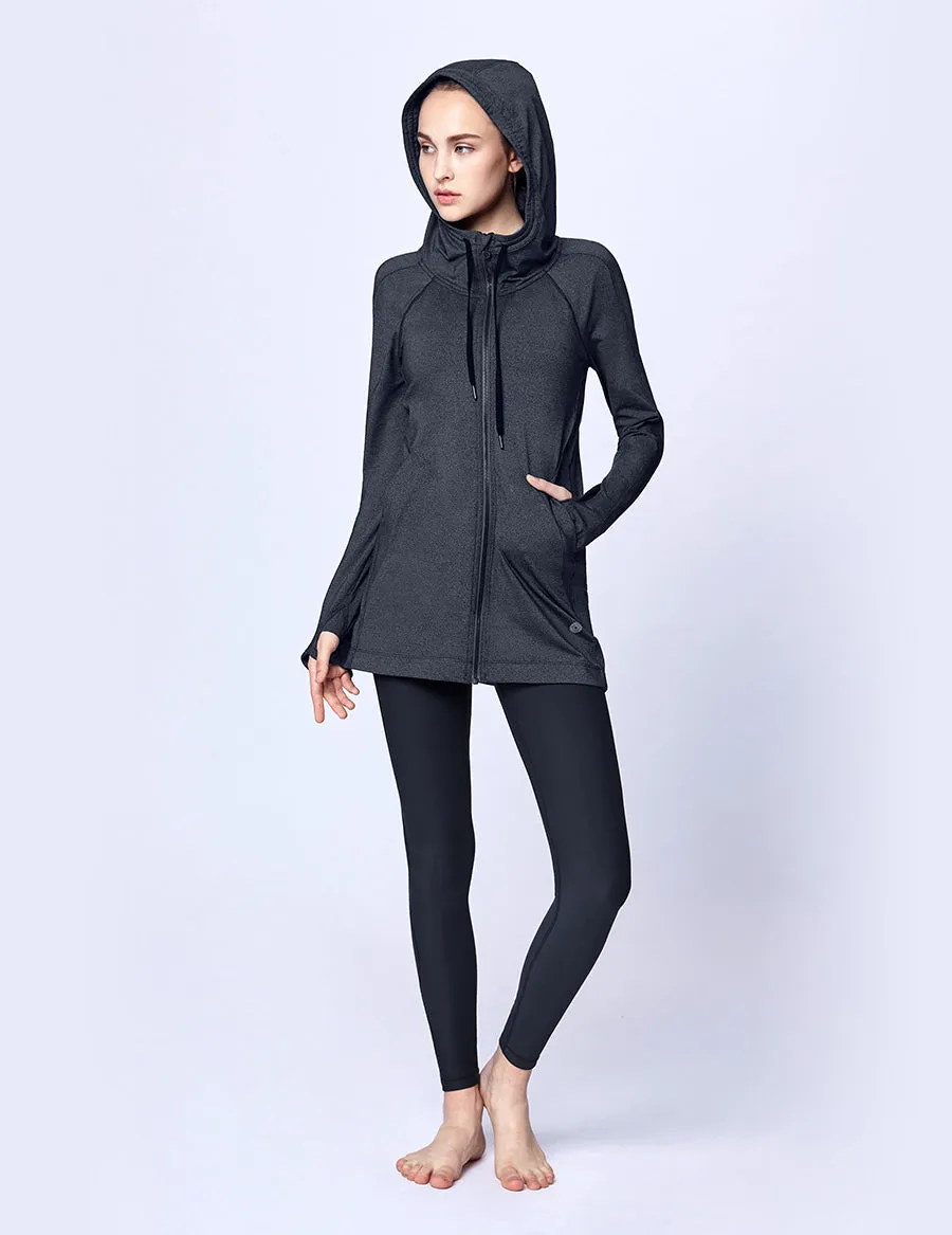 easyoga LA-VEDA Belief in HER Hooded  Jacket - M23 M-Dark Gray