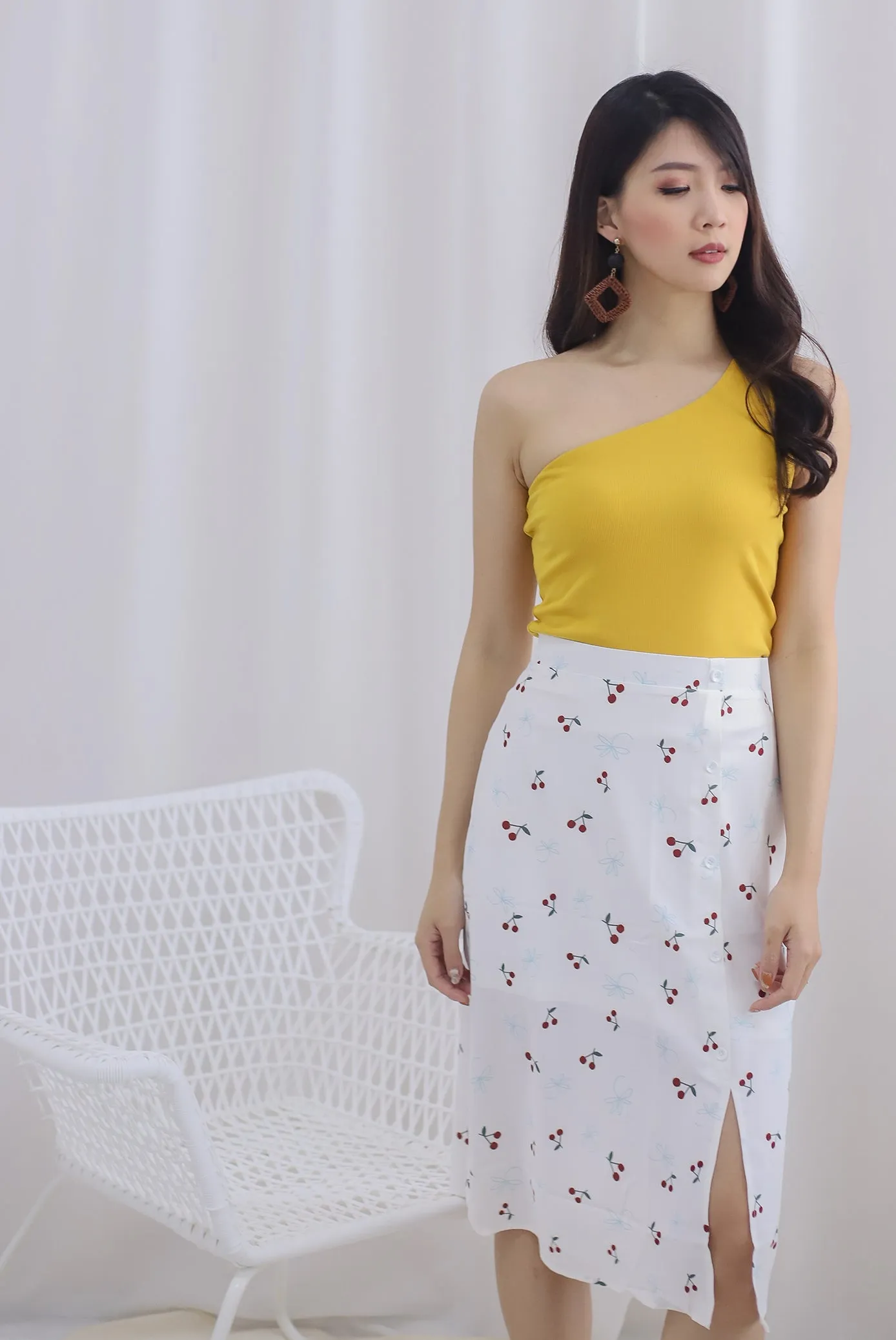 Eathelyn Ribbed Toga Top In Mustard
