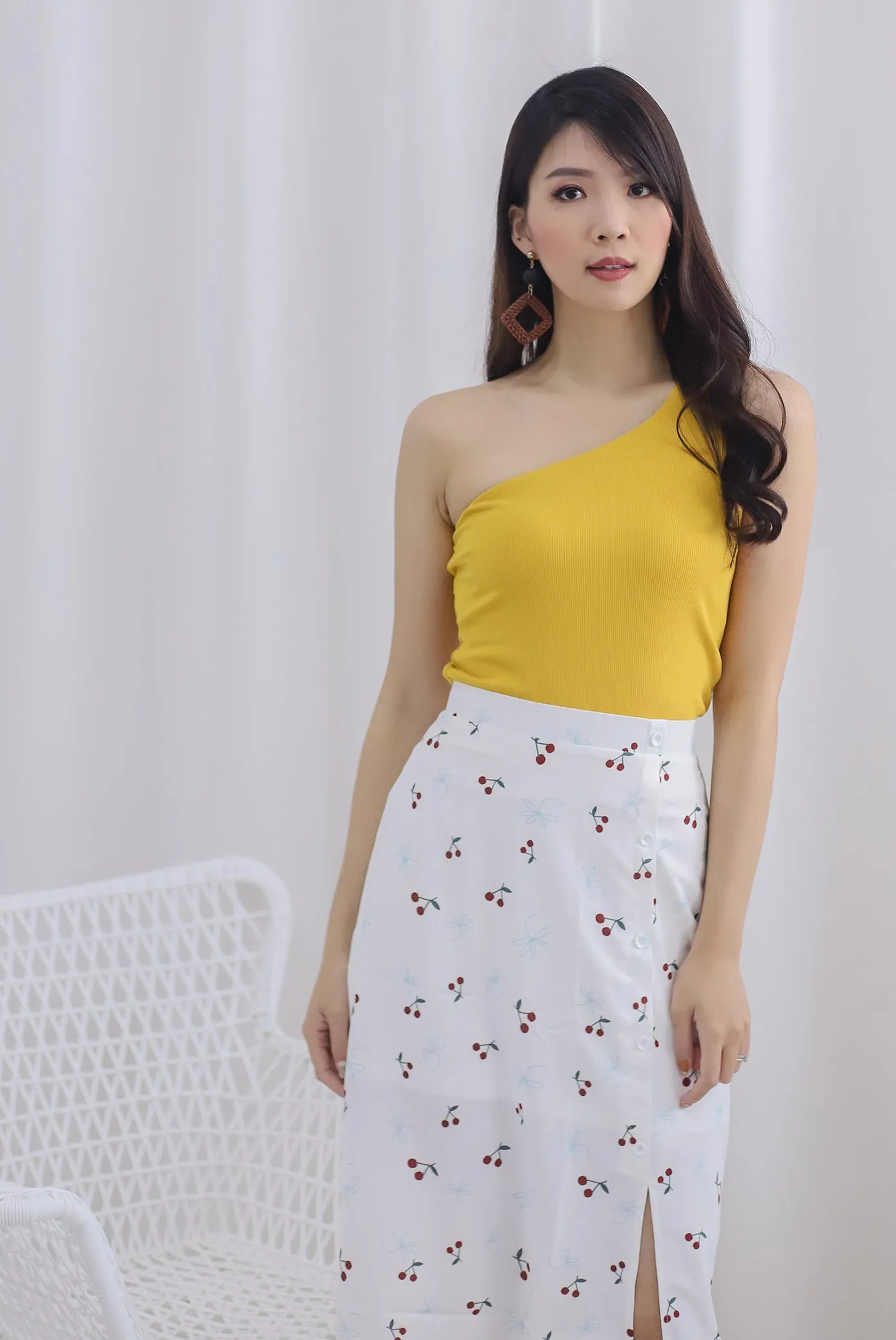 Eathelyn Ribbed Toga Top In Mustard