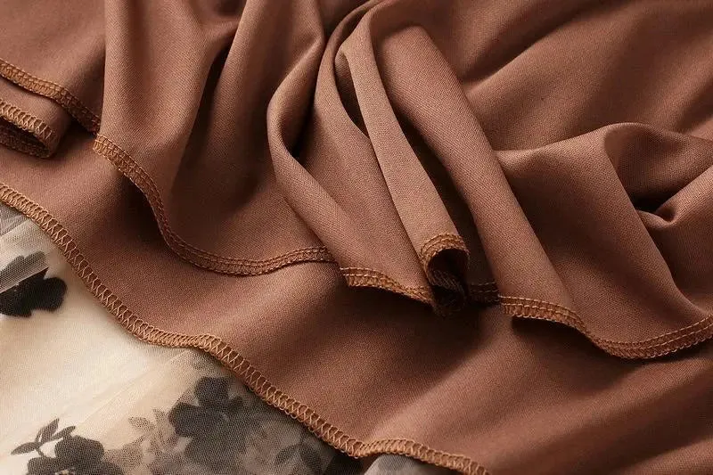 Elegant Floral Women Tulle Skirts High Waist Korean Flocking Pleated Midi Skirts Mesh Summer Office Ladies Skirt New