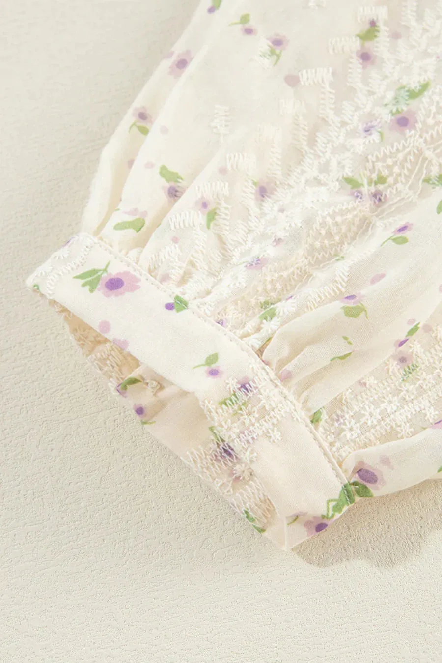 Elegant shirt with embroidered lace floral sleeves for women