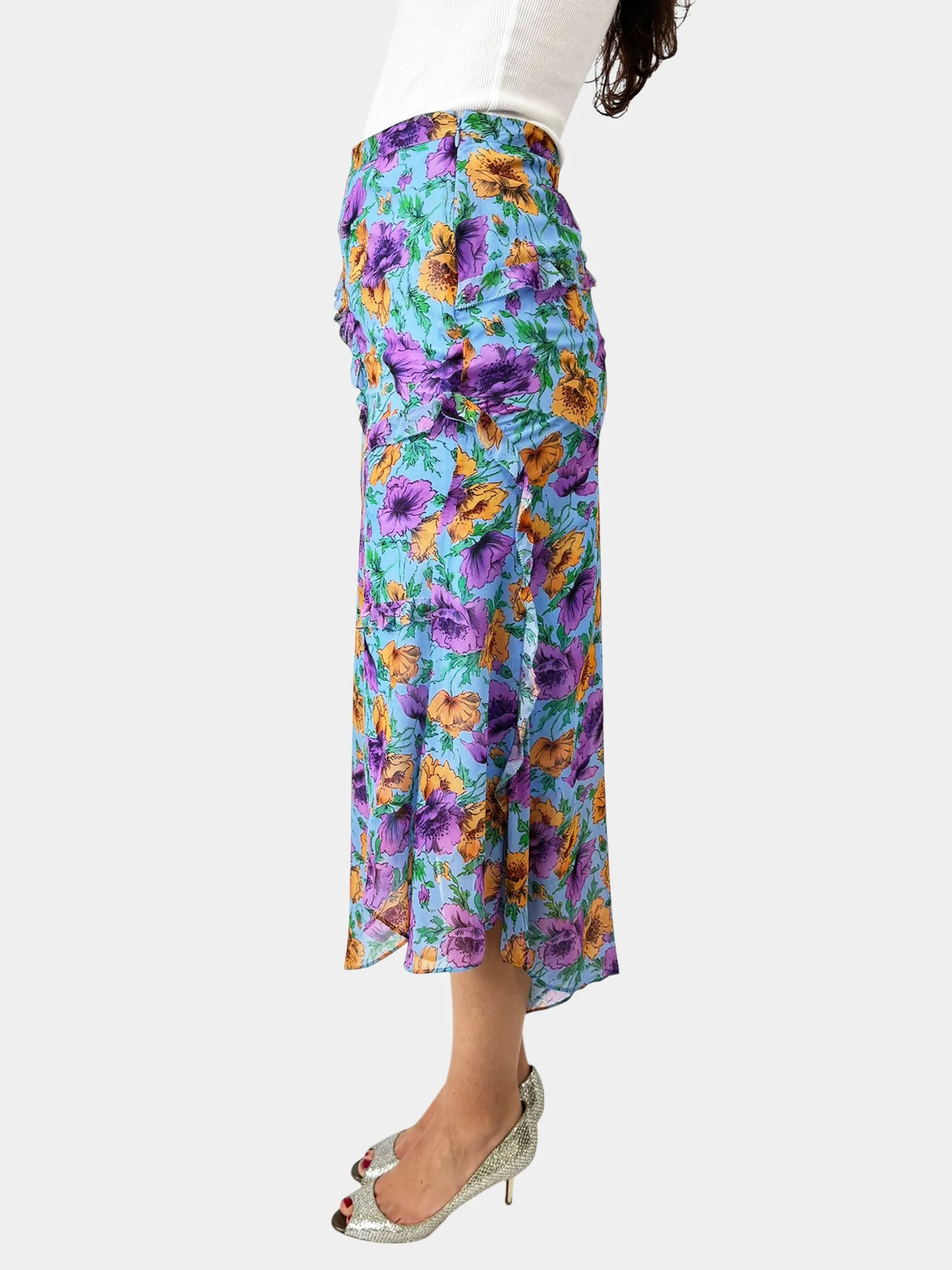 Eleonora Ruffled Floral Print Skirt - Size 8