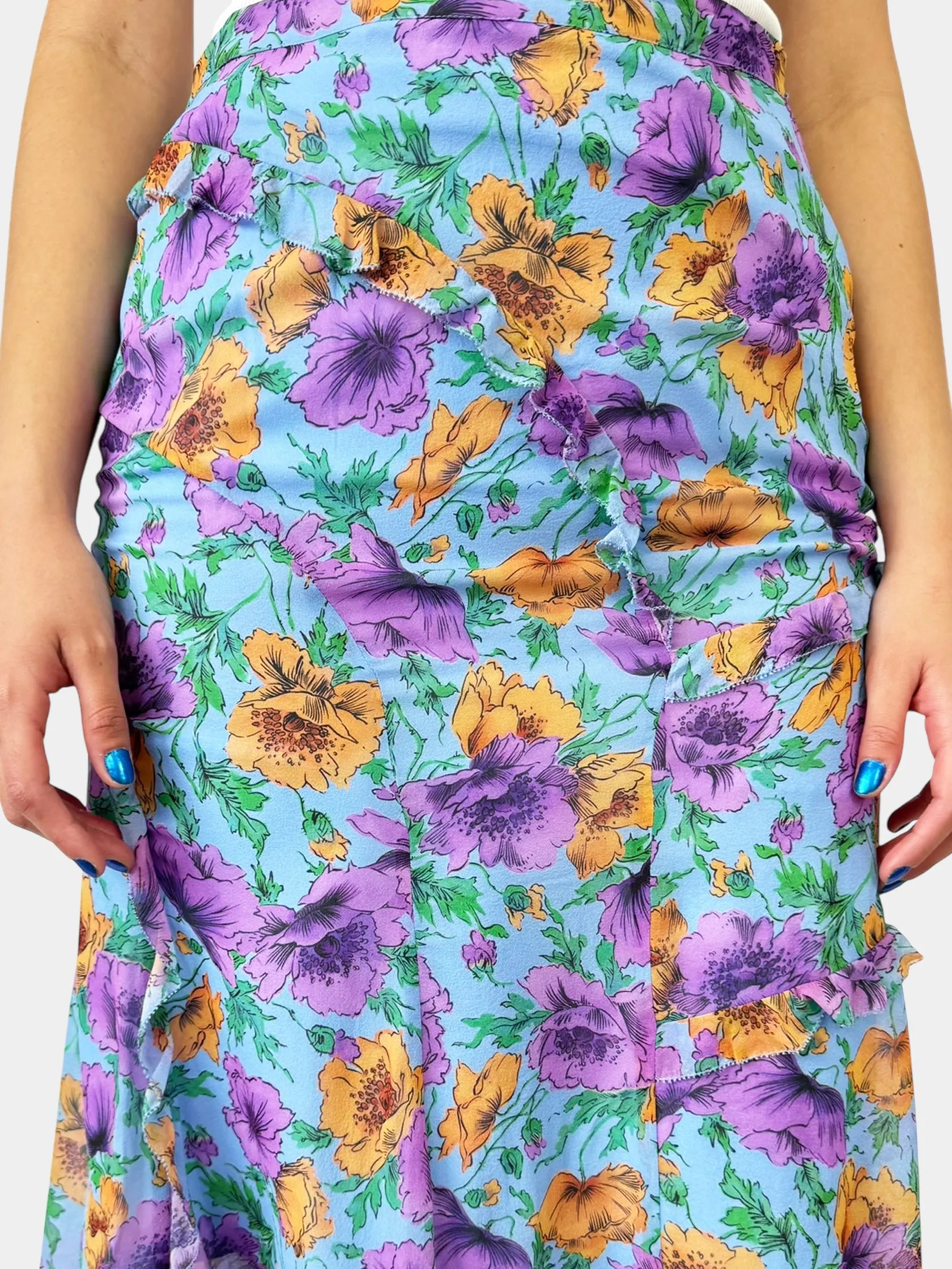 Eleonora Ruffled Floral Print Skirt - Size 8