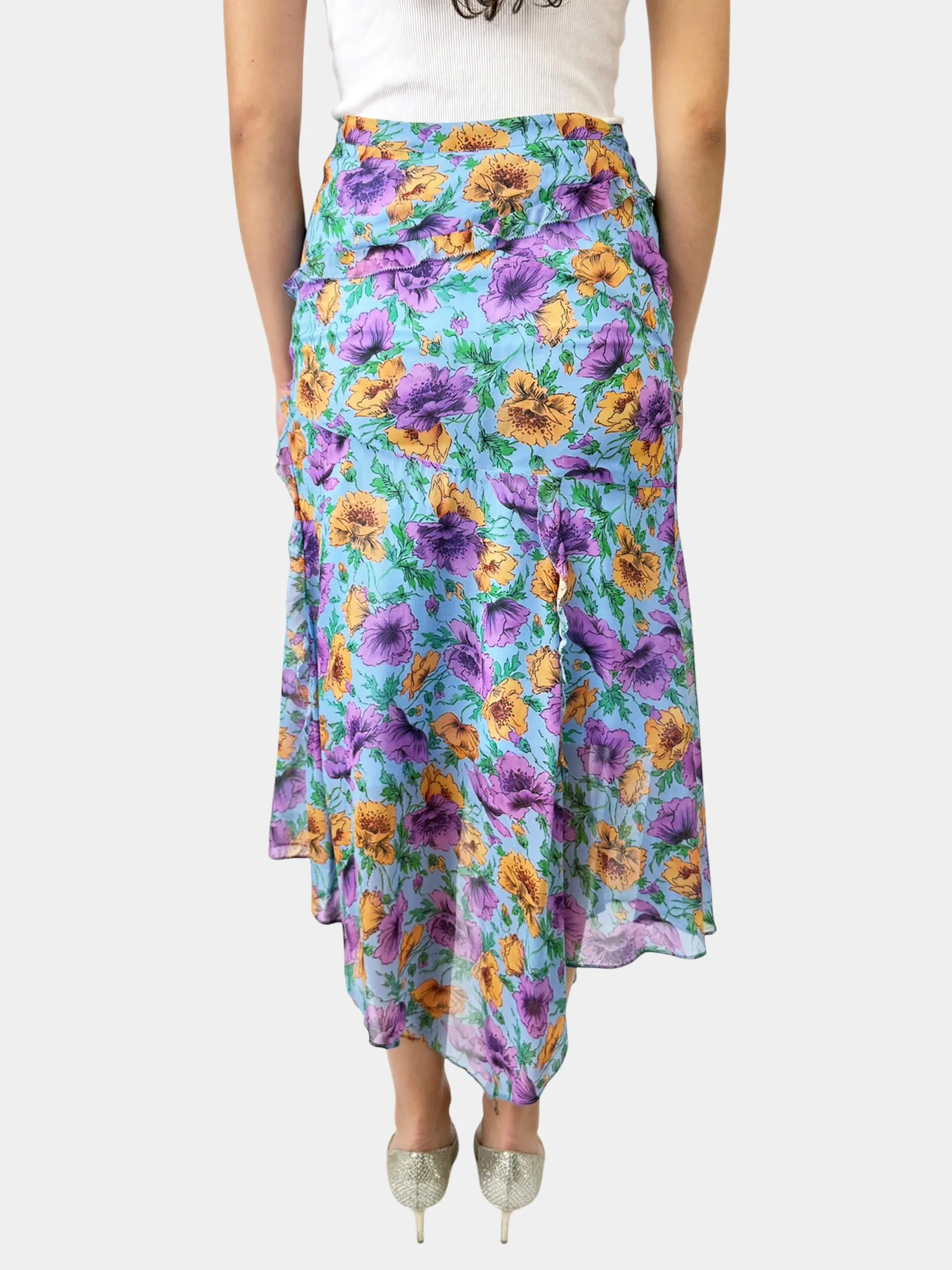 Eleonora Ruffled Floral Print Skirt - Size 8