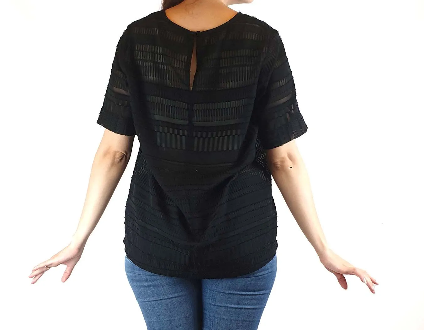 Elk black semi-sheer top size 10