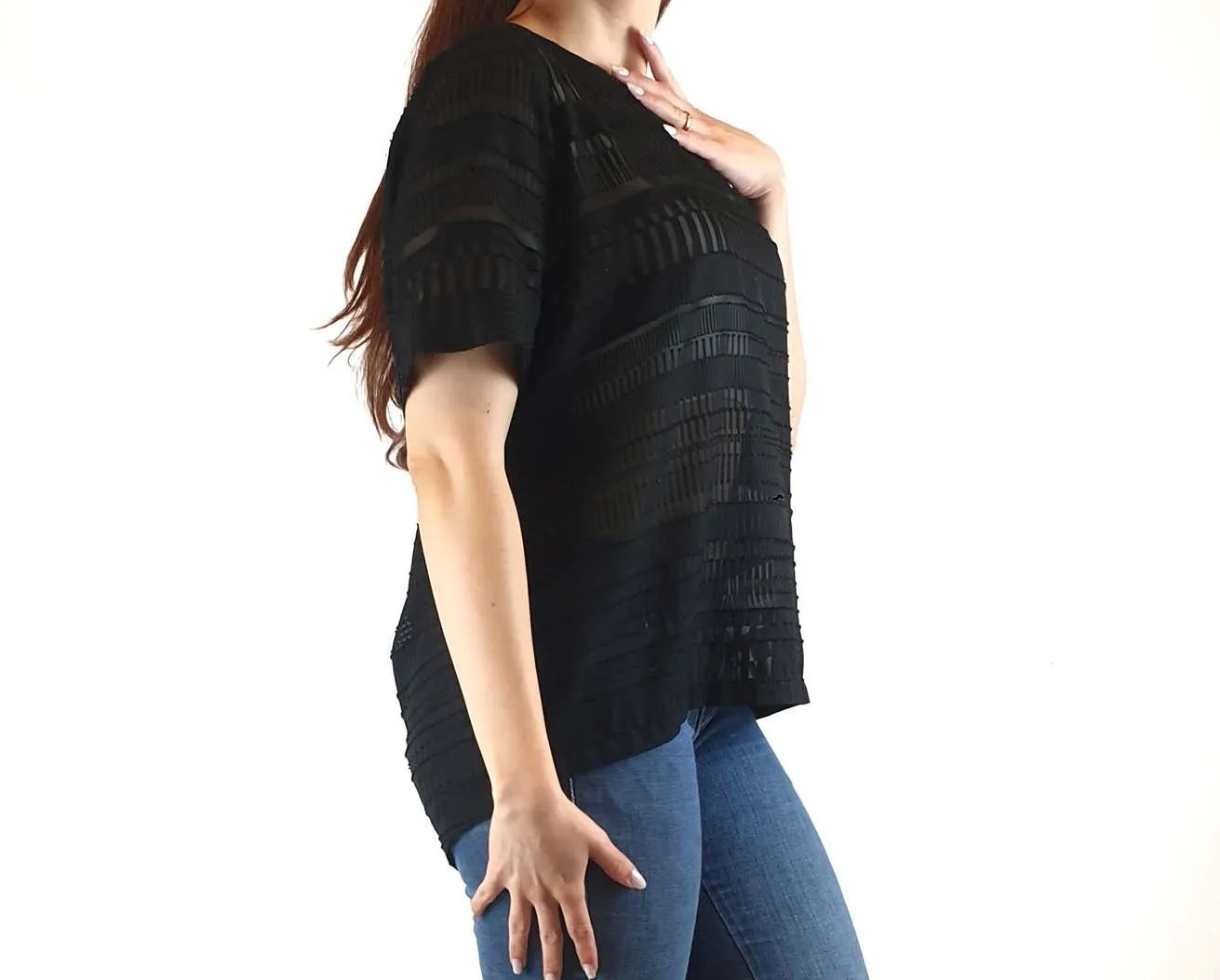 Elk black semi-sheer top size 10