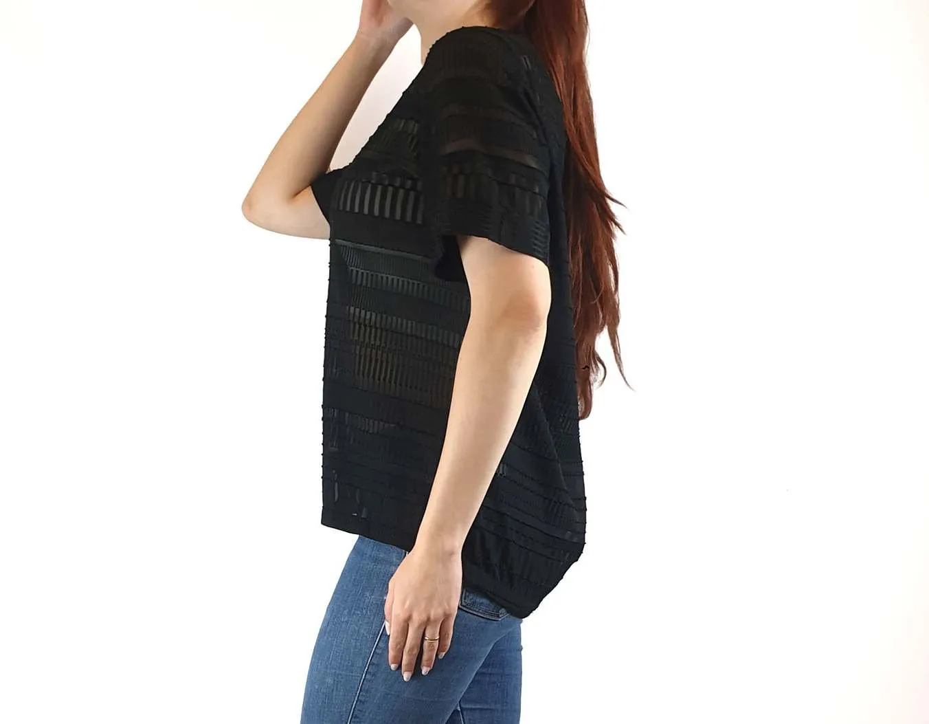 Elk black semi-sheer top size 10