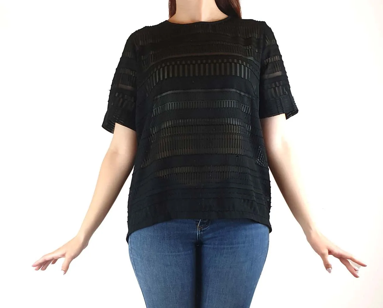 Elk black semi-sheer top size 10